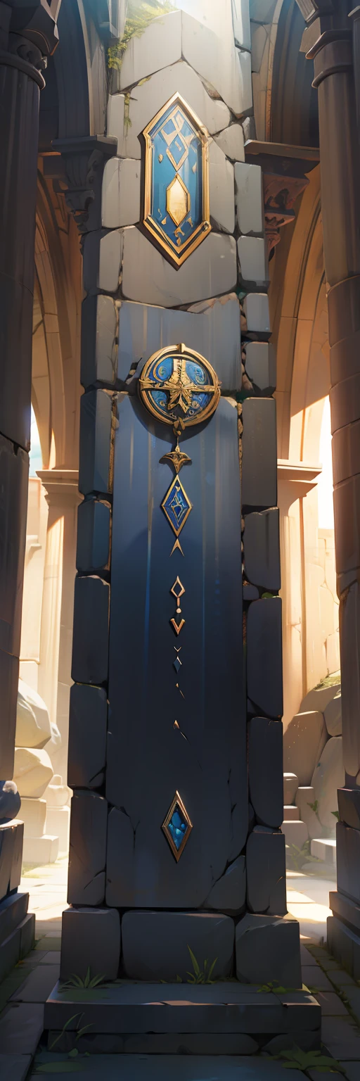 objeto, fantasia, antigo, Runestone, blue stone