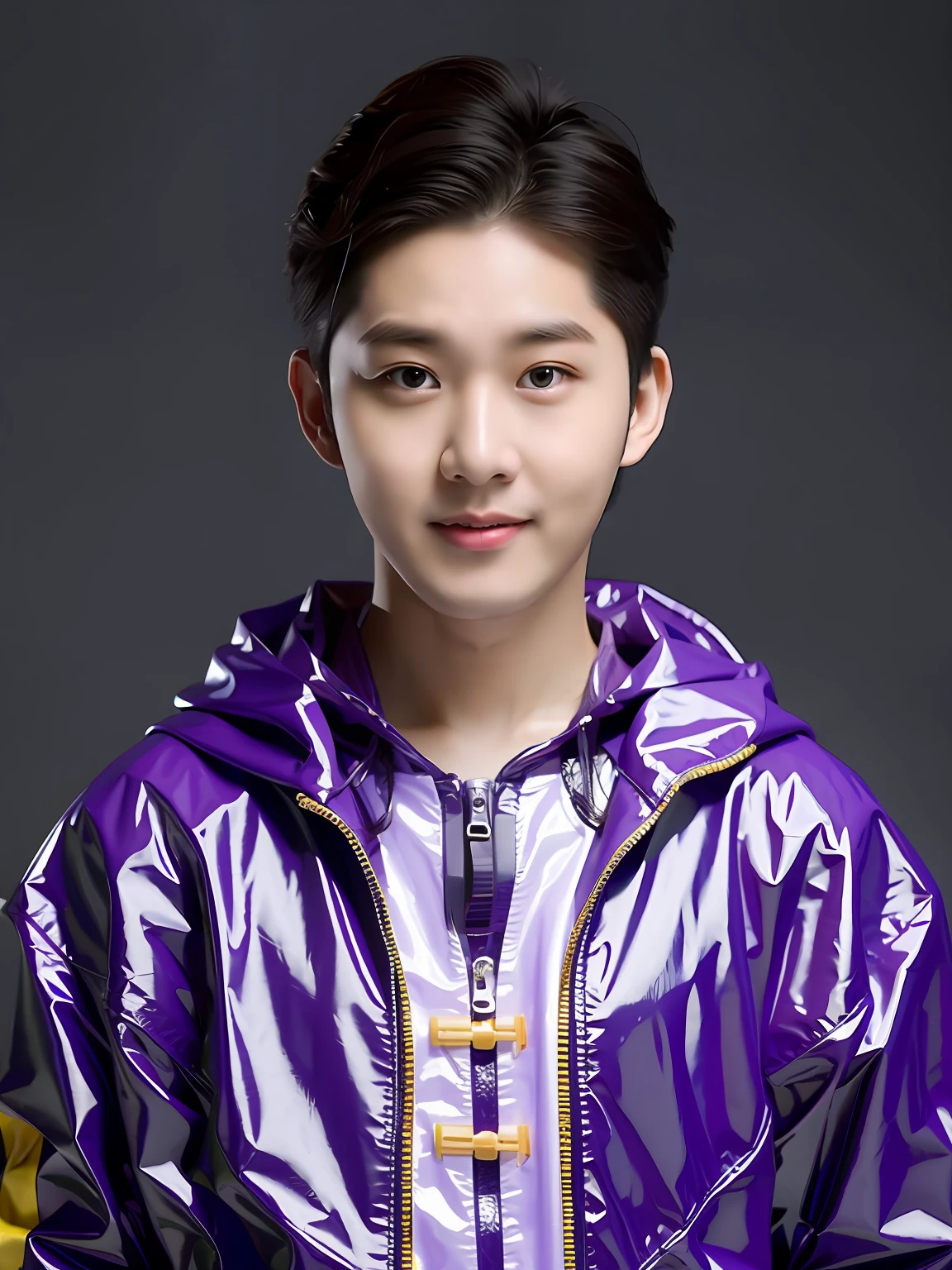 Chinese male high school student,Purple PVC set,k hd