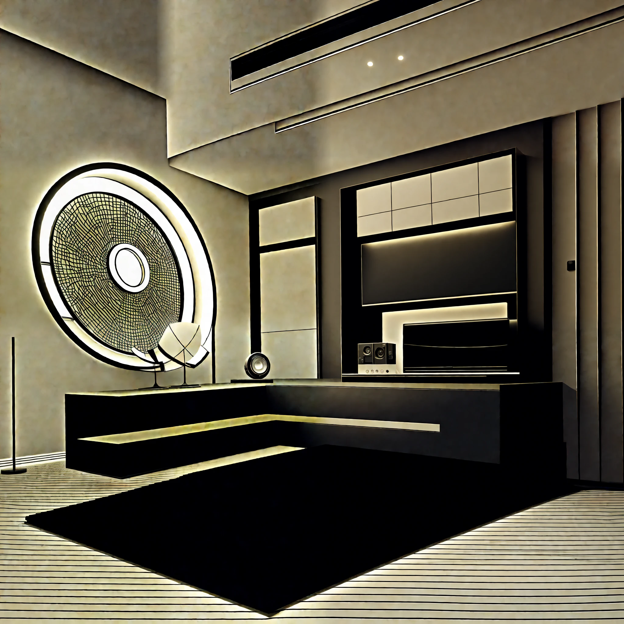 Modern living room design，Simple sci-fi style