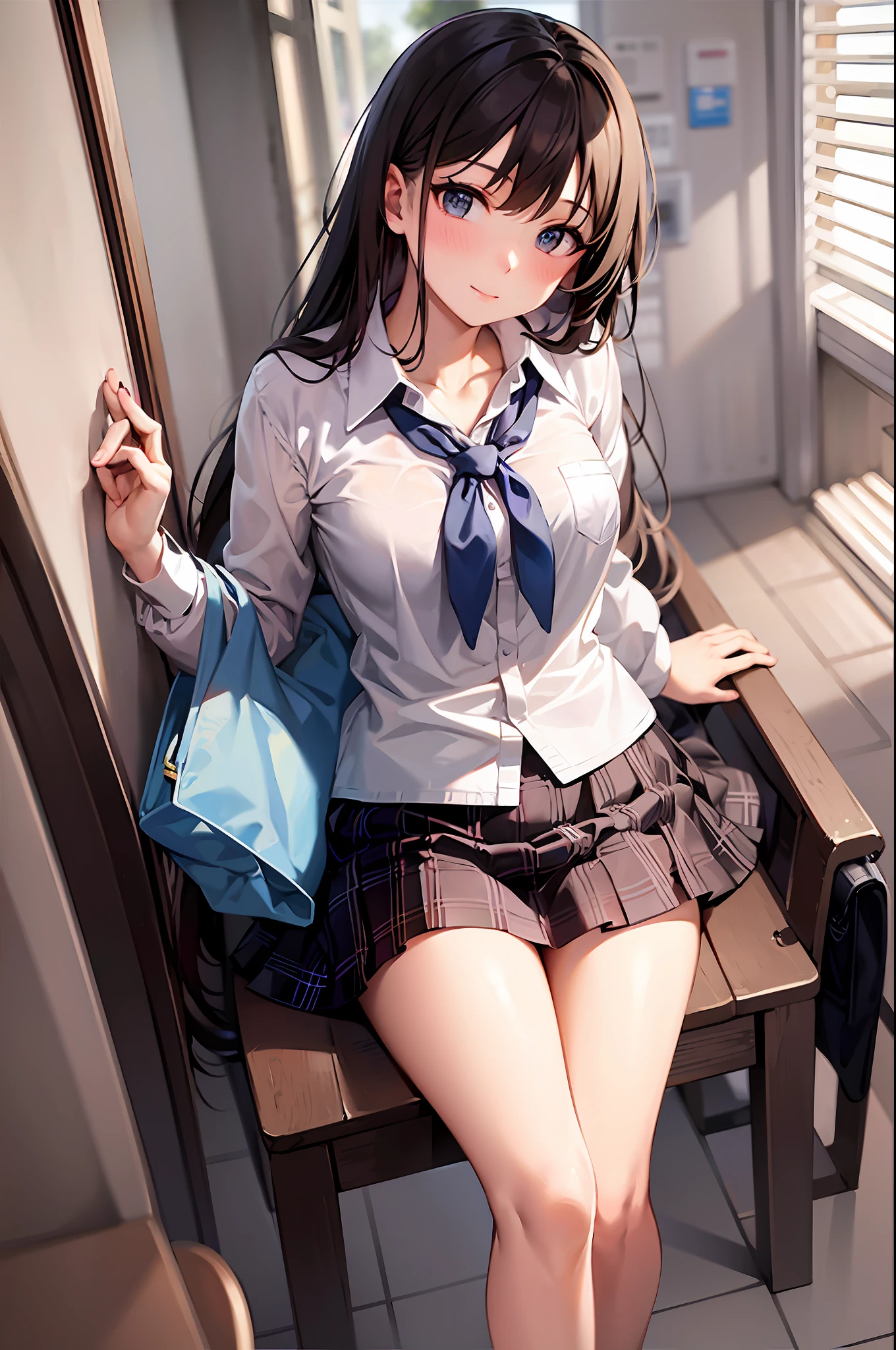 realisticlying，female high-school student，mini-skirts，