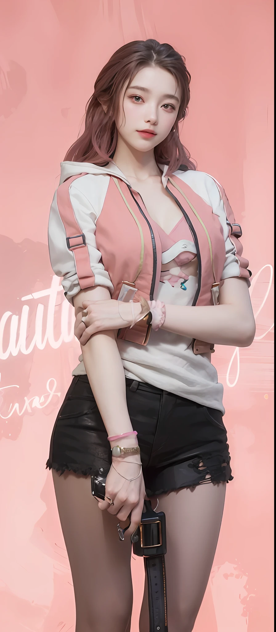 ((best qualtiy,8K,tmasterpiece:1.3))),Clear focus:1.2,(layer cut,The large:1.2),Beautiful Women in Perfect Figure:1.4,Slender abs:1.2,Moist body:1.5,Highly Detailed Face and Skin Textur,Detailed eyes,二重まぶた,long whitr hair,(beautidful eyes:1.3),(Smiling face:1.3),(Both eyes are the same size:1.4),(Light pink hair:1.3),(Smile lips:1.3)