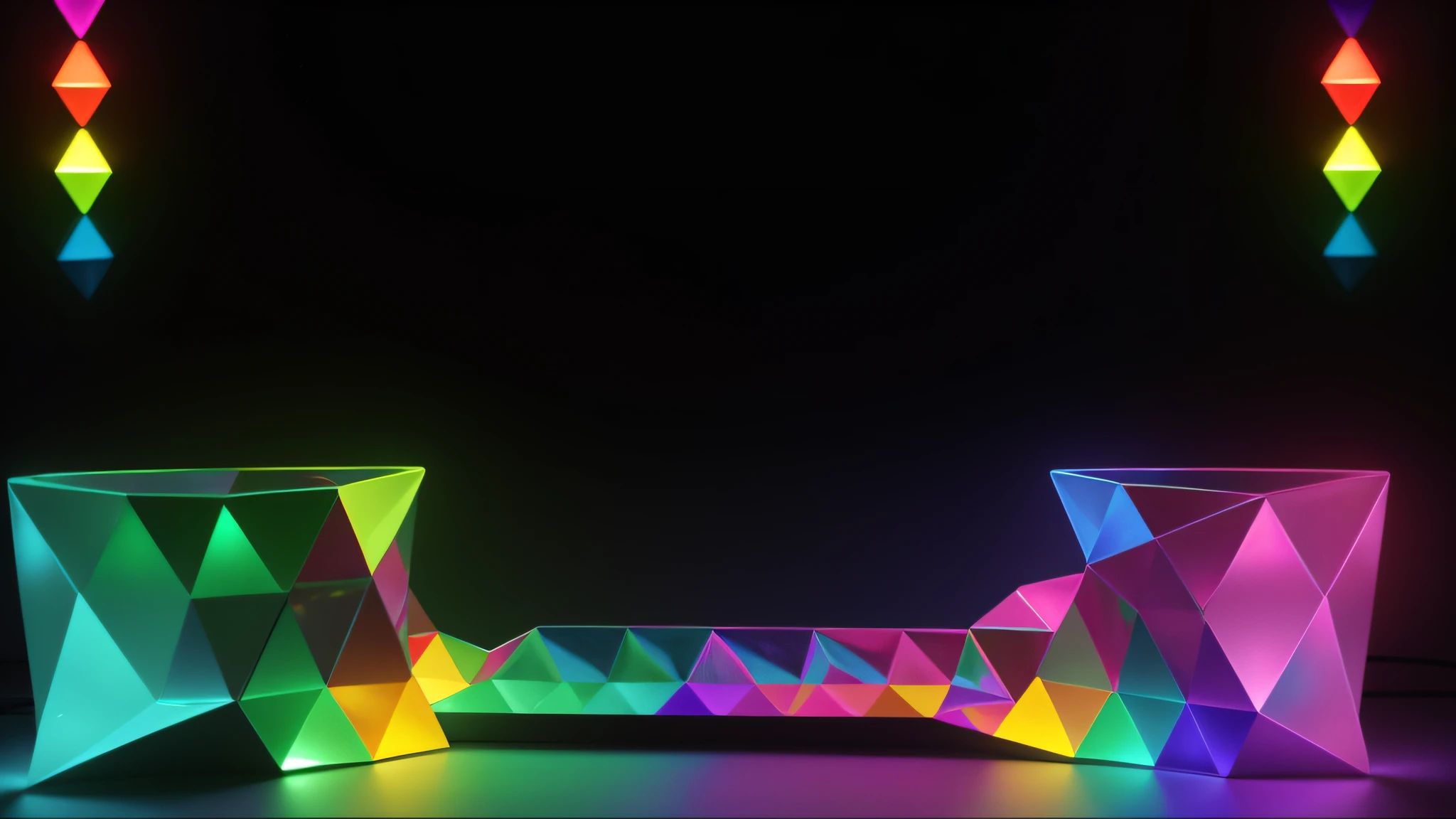 Rainbow colored diamonds. Triangular Rainbow Diamonds. Shapes of the rainbow triangle. Textura Led Diamond. Luzes Led Rainbow Diamond.