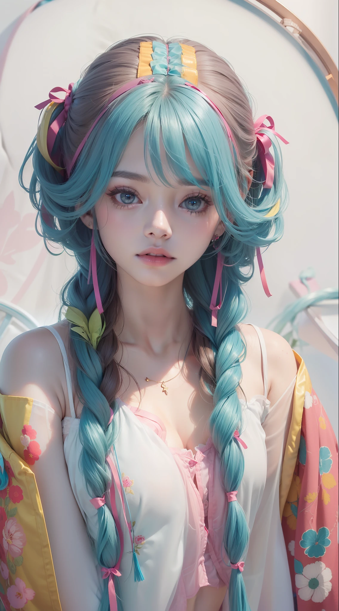 (8k, RAW photos, best quality, masterpiece:1.2), yjnn, 1girl, 3 d, asian, bangs, bare_shoulders, bow, bra, breasts, black_eyes, black_hair, cleavage, grey_background, lips, long_hair, short_sleeves, looking_at_viewer, huge_ breasts, navel, nose, off_shoulder, open_clothes, open_shirt, panties, real, camisole, solo, stomach, undergarment, undressing, upper_body, light blue_bra, light blue_panties, light blue_shirt, shiny skin, beautiful delicate face, beautiful delicate eyes, (real, Photo Realistic: 1), Lying in bed ((Realistic lighting, top quality, 8K, Masterpiece: 1.3)), Clear focus: 1.2, 1 girl, Perfect Body Beauty: 1.4, Slim Abs: 1.1, ((Dark Brown Hair, Big: 1.3)), (Wearing Ultra Thin Red Lace Underwear: 1.4, Gray Stockings: 1.2), Ultra fine face, narrow eyes, double eyelids, Lying in bed. [(Top Quality, Masterpiece, Intricate Details: 1.3):0.2], Real and Detailed Skin, POV Perspective, Viewer, (From Top: 1.2), (On the Bed), ((Lying in Bed: 1.2)), 1 Girl, (Korean Mixed, Kpop Idol), White Skin, (Scary, Crying, Tears: 1.25), (Slender Body: 1.2), (Colossal)))), (Maid, Light Lingerie, Naked:1.2), navel (cleavage: 1.12), buttocks sticking out, ((see-through lingerie)), (((pink pillows and sheets)), (body portrait), (((breast closeup)))