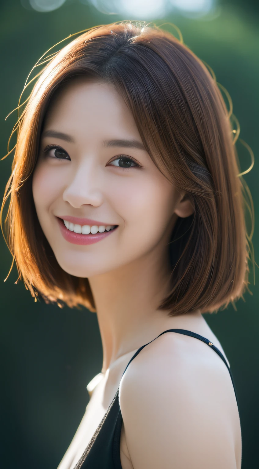 (((Black Widow Costume)))、Petite woman with brown hair, 30 years old、goddes、bloom、lensflare、(8K、raw、proffesional、top-quality、masterpiece:1.2)、(realisitic、Photorealsitic:1.37)、ultra-detailliert、(25mm portrait front view)、(Highest Details Skins:1.2)、(Supreme Detail Face:1.2)、Cinematographic lighting、1womanl、japanes、Short-cut brown hair、(Windy)、Warm white light、An embarrassed smile、shot from front、((top-quality、8K、masterpiece:1.3))、Beautiful woman with perfect figure:1.4、Slender Abs:1.3、((dark brown hair、Colossal tits:1.2))、Highly detailed facial and skin texture、A detailed eye、二重まぶた、
