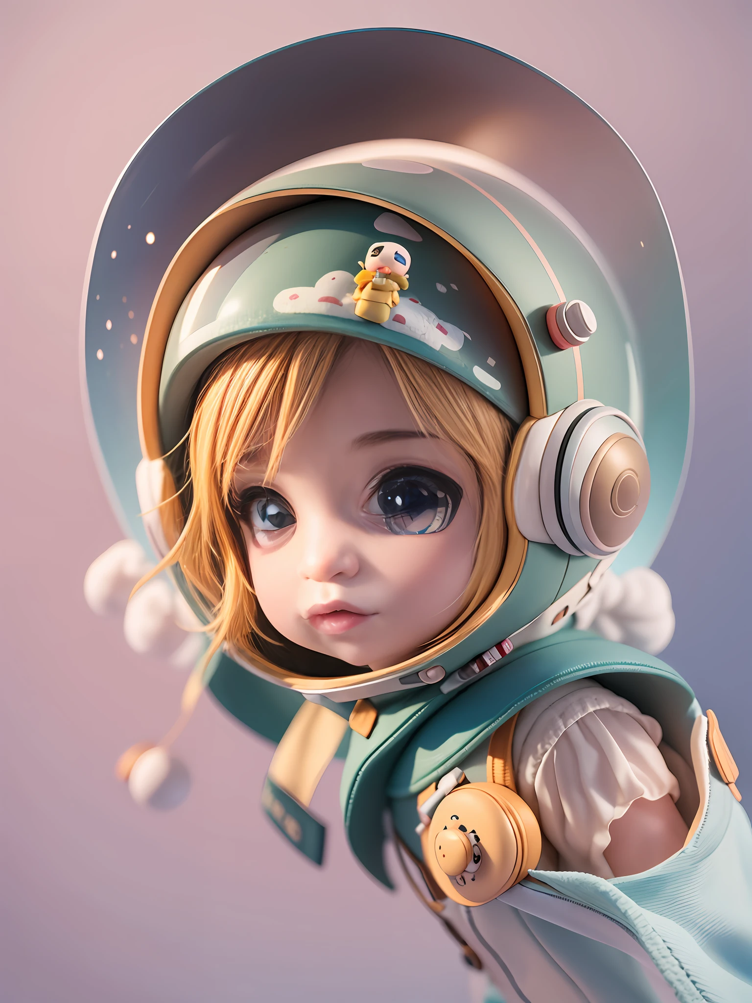 There is a little doll with helmet and helmet, cute 3d rendering, little astronaut looking up, portrait anime space cadet boy, cute 3d anime boy rendering, cute detailed digital art, male explorer mini cute boy, 3d rendering stylized, 3d rendered character art 8k, cute digital painting, anime style 3d, super detailed rendering