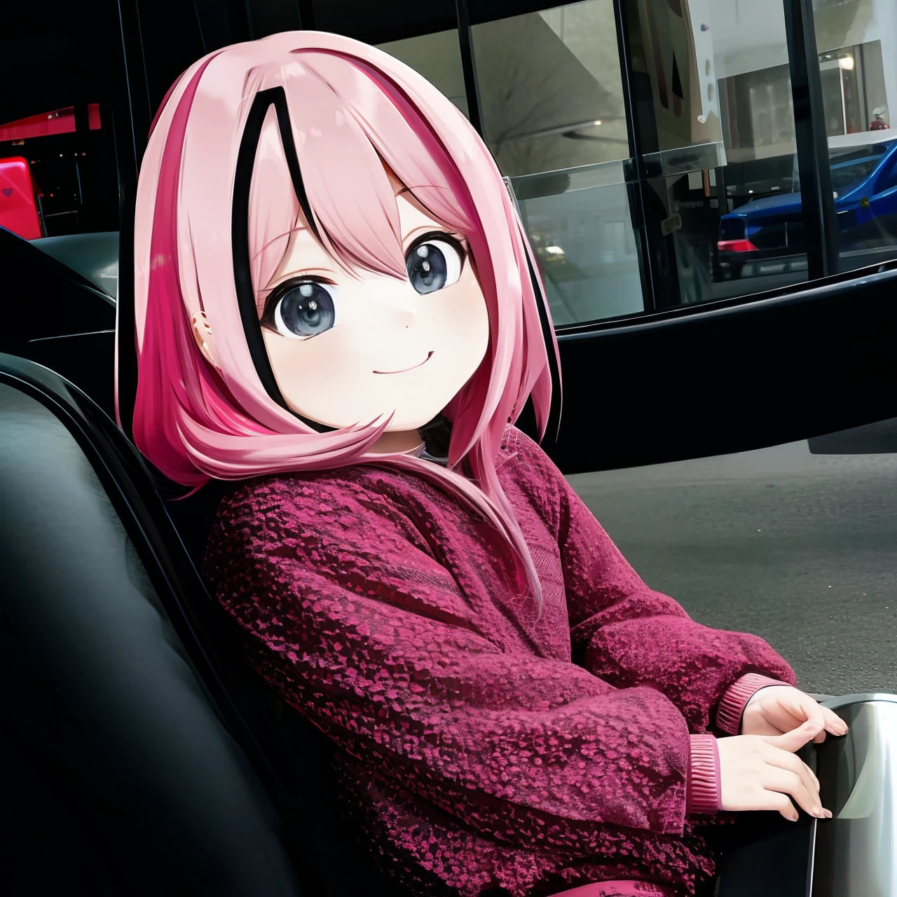 cute female child，A pink-haired，ssmile