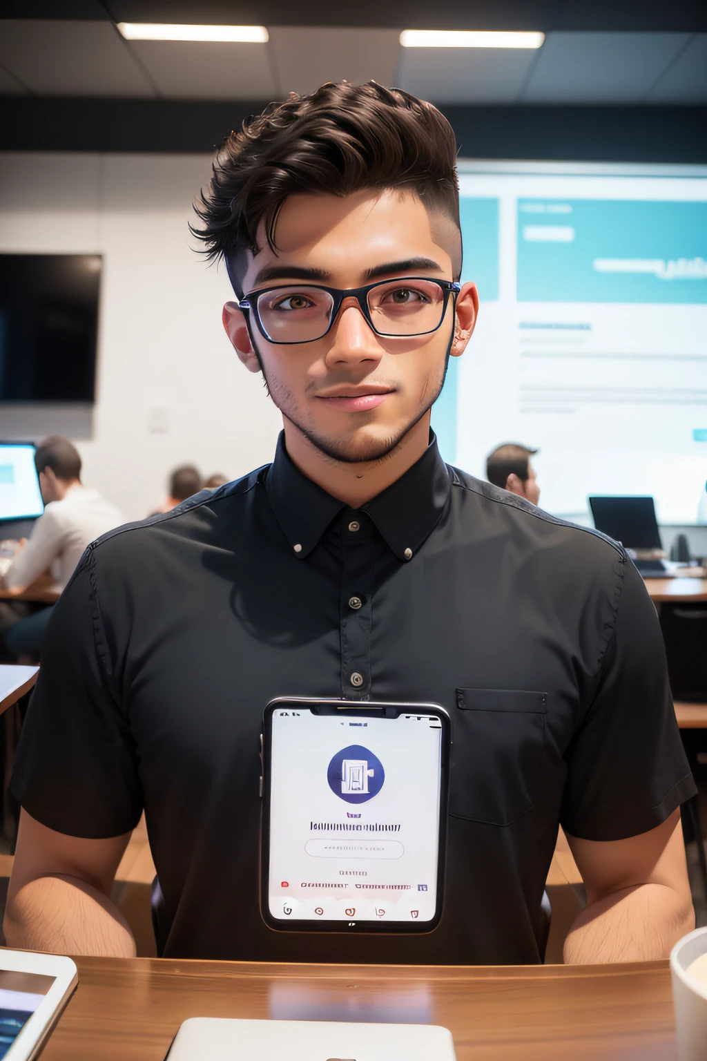 imagem para foto de perfil do Instagram sobre marketing digital, curso online, empreendedorismo digital, dropshipping, ganhar dinheiro com a internet. homem, 22 anos, brasileiro, milionario, empreendedor digital. (realista, trabalhando no macbook)