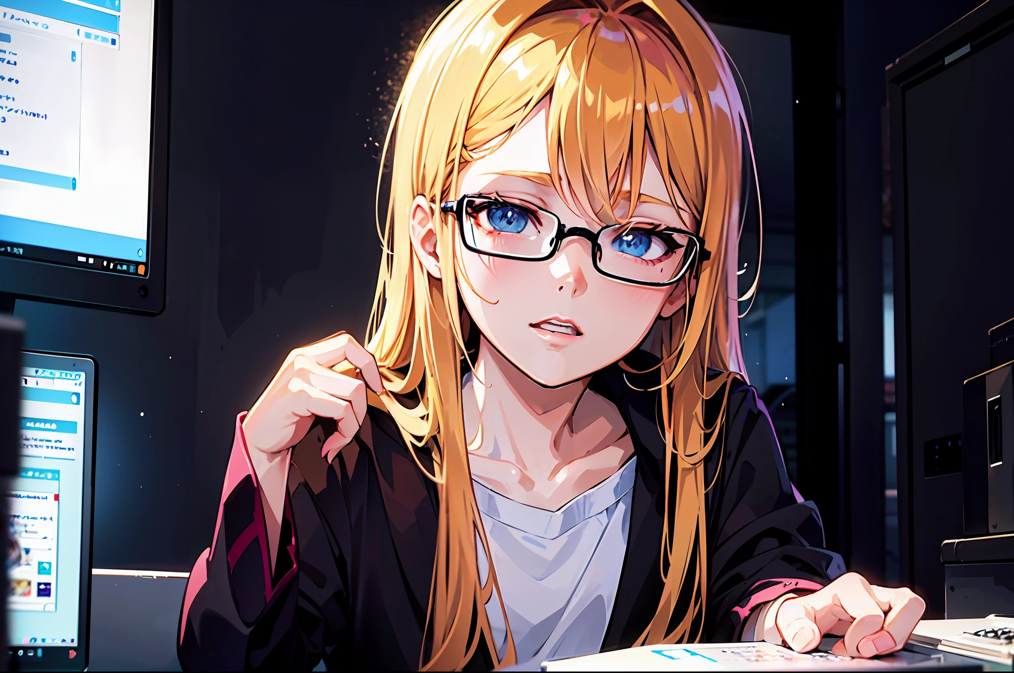 anime - style image of a man with glasses sitting in front of a computer, lofi portrait, anime style portrait, digital anime illustration, detailed digital anime art, anime portrait, anime moe artstyle, realistic anime art style, anime realism style, semirealistic anime style, anime character portrait, realistic anime 3 d style, high quality anime artstyle