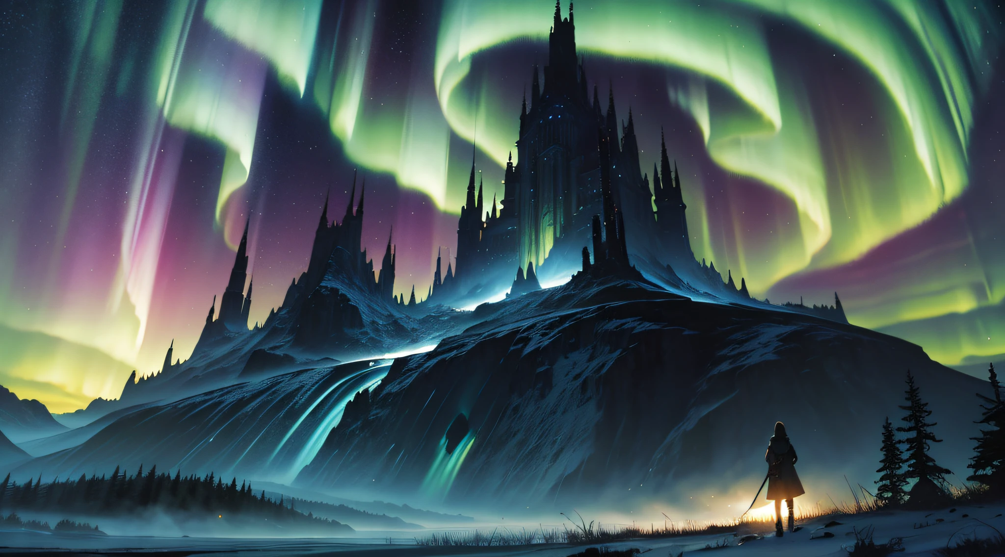 8K, HDR, aurora borealis, fantasy, (4K wallpaper), unity, masterpiece, intricate details, atmospheric, cinematic,
