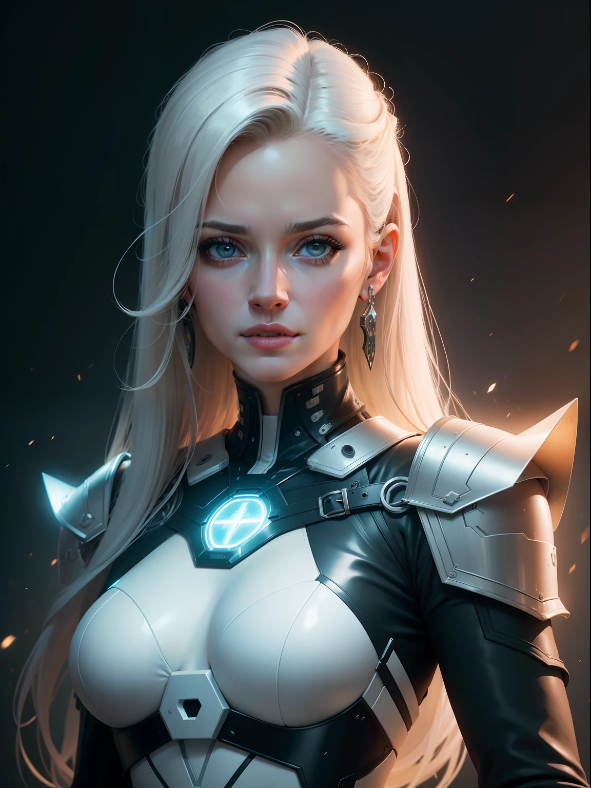 1 retrato de 1 mulher, inspirado na atriz Eva Green, rosto detalhado, olhos detalhados, musculatura correta, Anatomia correta, thirds rule, proportion Aurea, warrior of the Persian empire, white latex, translucido, microchips, eletronicas, Cabos, cyber implants, high resolution better rendering, cinematic lighthing, 8k, papel de parede 8k