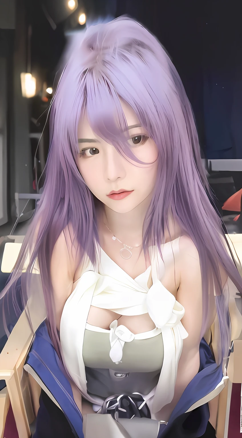 Moona Hashinova, Purple Hair, City Background, Cubby Face, Angry, Best quality, masterpiece, ultra high res, (photorealistic:1.5), raw photo, 1girl, offshoulder, in the dark, deep shadow, low key, cold light, sexy look, short hair, RAW photo, (high detailed skin:1.2), 8k uhd, dslr, soft lighting, high quality, film grain, Fujifilm XT3, modelshoot style, (extremely detailed CG unity 8k wallpaper), masterpiece, highres, shallow depth of field, Sharp focus, hdr, 8k, Cannon EOS 5D Mark III, 85mm, Cinematic, symmetry, Amazing photography ,dynamic compositon, full body photo, De-Noise, f 5.6 , 85mm, CineStill 800T, film photo, flowing , realistic portrait, skin texture, soft natural lighting, intimate composition, Cinestill 800T, modelshoot style, (8k wallpaper), perfect, masterpiece, highres, absurdres,broad light, Sharp focus, natural lighting, masterpiece, 4K,