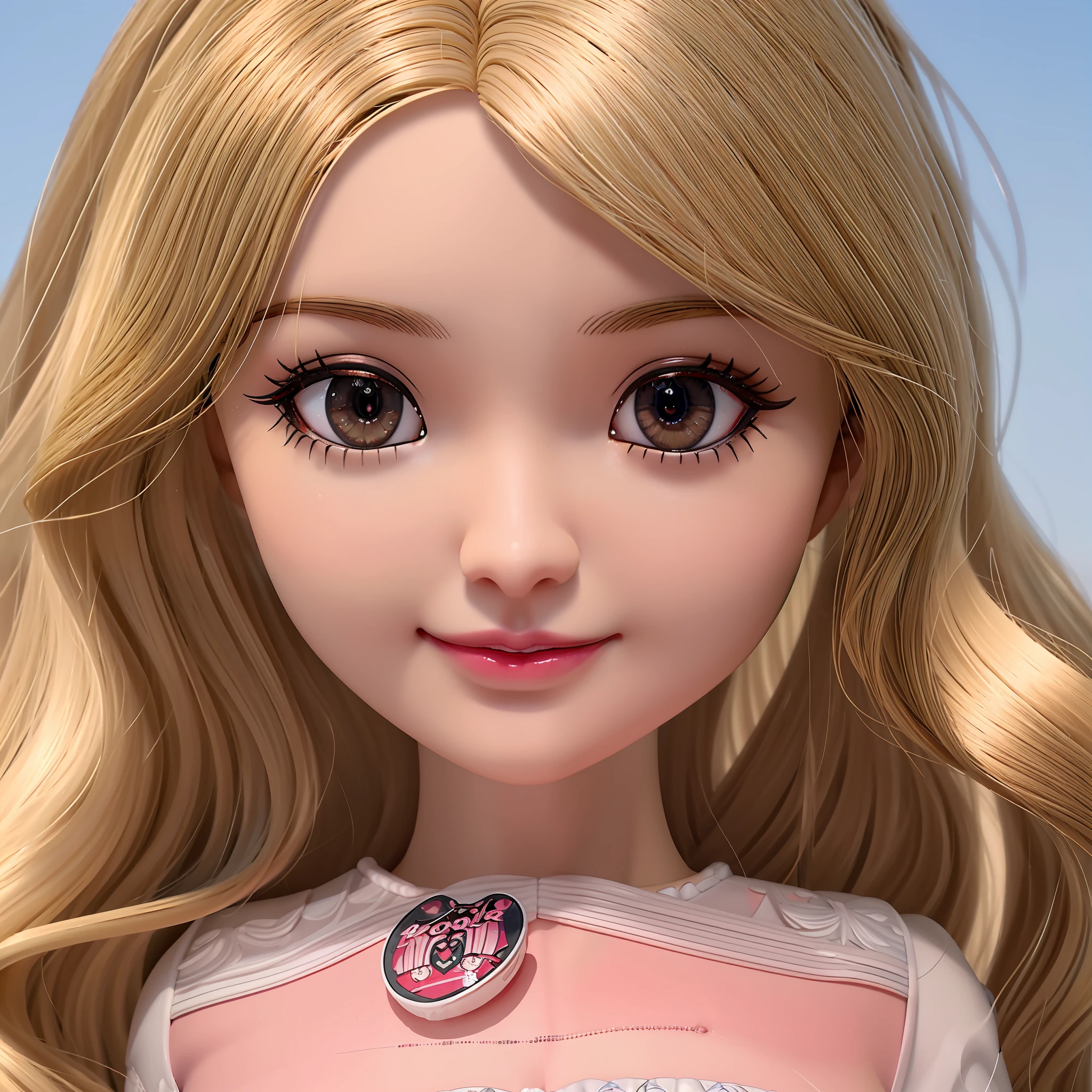 um close up de uma boneca com cabelos loiros e olhos verdes, Pixar Doll Foco Profundo, Retrato da boneca Barbie, longos cabelos loiros e olhos grandes, foto comercial do brinquedo, cabelos loiros e olhos grandes, longos cabelos loiros e olhos grandes, anime barbie em branco, plastic doll, Closeup detalhado, boneca barbie anime, boneca barbie, corpo e olhos detalhados, plastic barbie doll