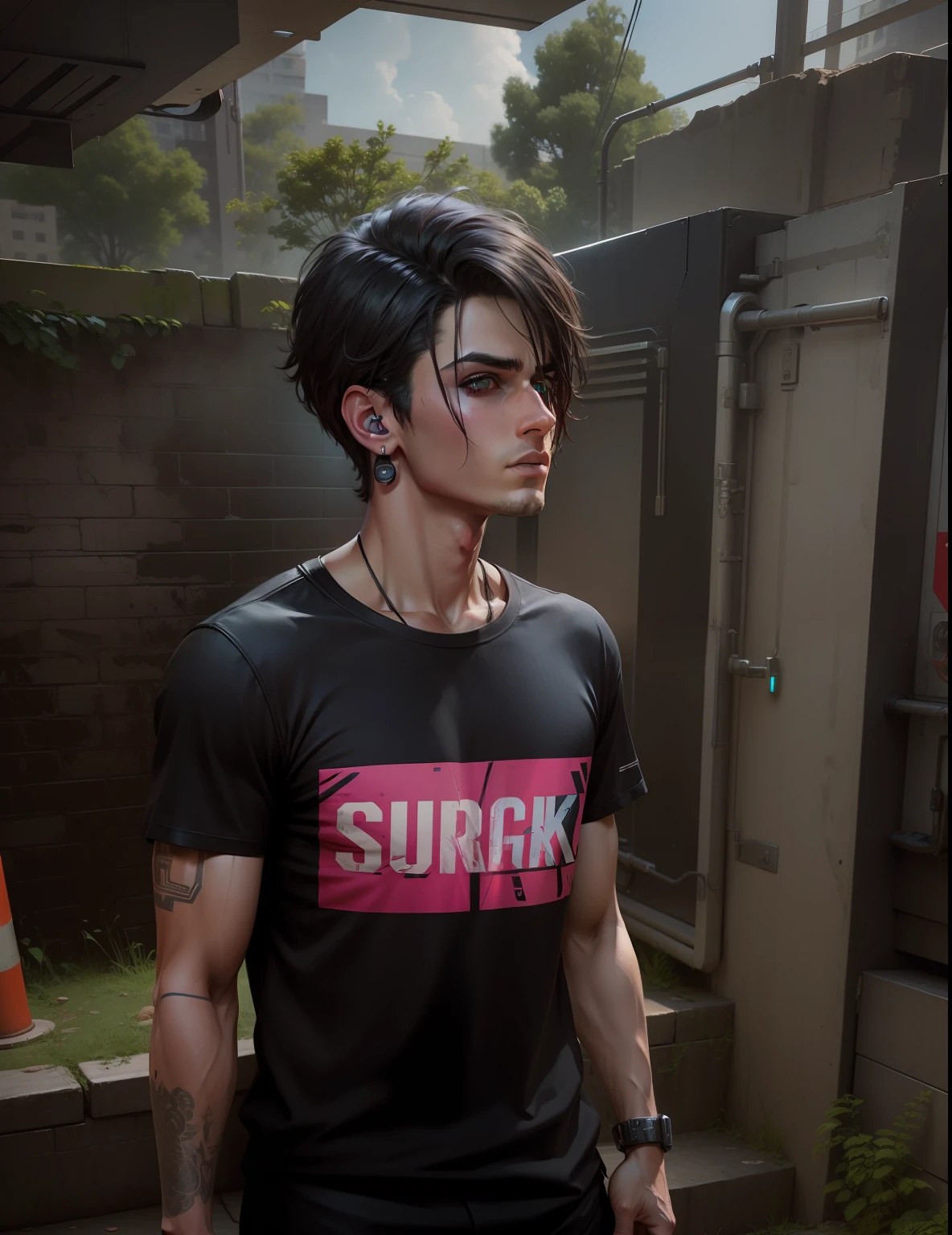 Change background cyberpunk handsome boy, realistic face,8k,ultra realistic