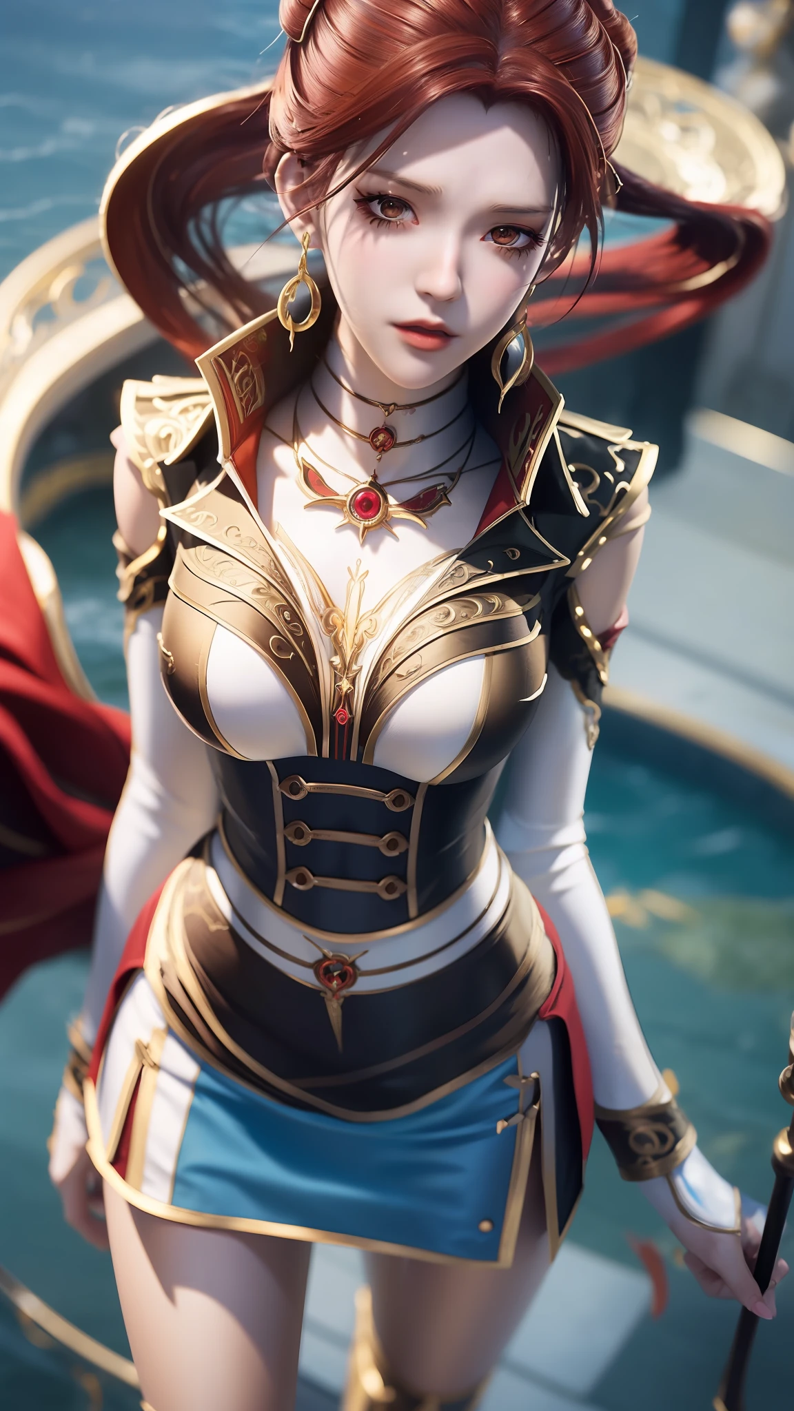 Close-up of a woman in a short skirt standing on a boat, Extremely detailed Artgerm, Range Murata and Artgerm, Style Artgerm, art-style, trending artgerm, beautiful and seductive anime woman, IG model | Art germ, Artistic germ style, 《overwatch》Anna, like artgerm