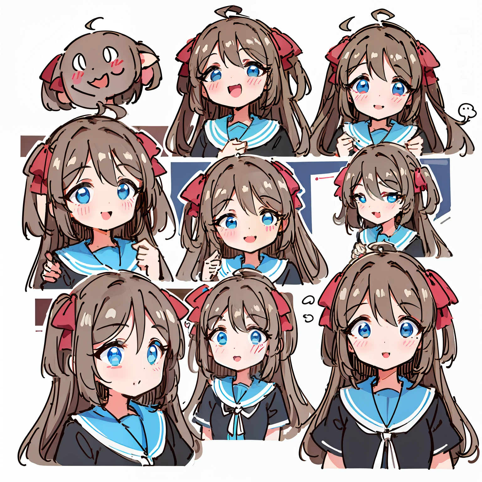 a cute monkey, all
kinds of expressions, happpy, sad, angry, expectant
laughter, disappointed1, cute eyes, white
background, illustration-nii 5-style cute, emoji
as illustration set, with boold manga line style,
dynamic pose dark white,, f/64 group, related
characters, Old Meme Kernel