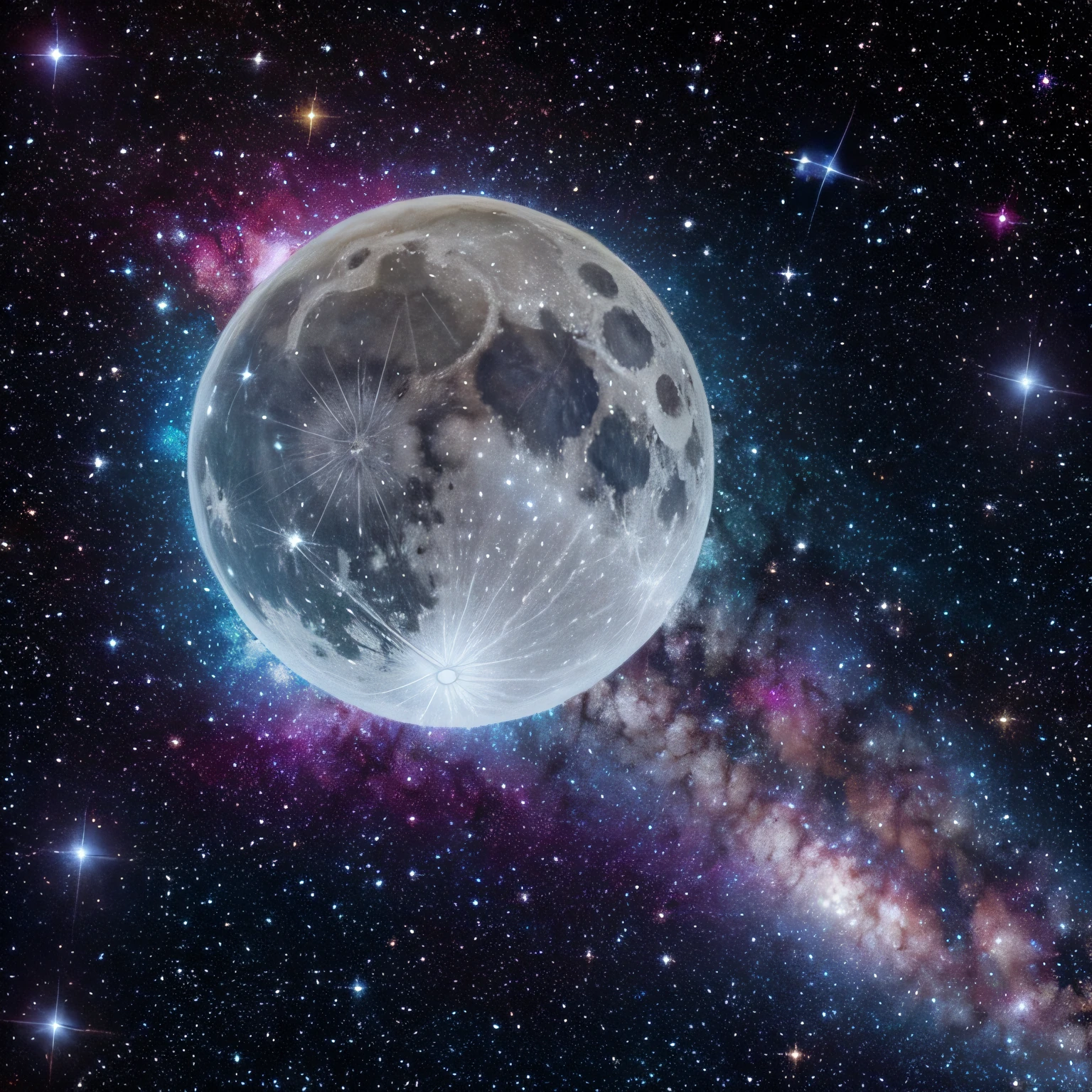 imagem do universo com muitas luzes brilhando, super lua cheia, starly sky
