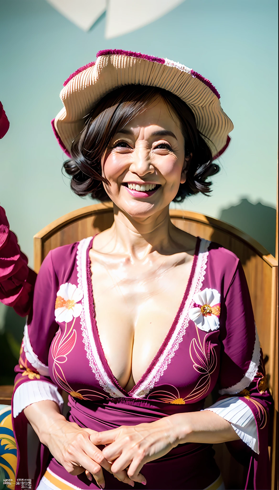 masterpiece, top-quality, full body Esbian, Solo, bangss, (auntie:1.8)aunty, Saggy udder, nipples stick out, eyebrows visible through hair, gradation hair, Grinning,Staring at the viewer, Strong gaze, A smile, 独奏, flower petals,diagrams, (magazine:1.3), Fashionable, femele, with a vibrant, outfits, the pose, the front, Colorful, Dynamic, Background with, element, self-assured, expresive, ngel, statement, accessorized, It's bold, captures the attention, Titles, Stylish, It's catchy, The large, Impressive, moderno, Trendy, Focus, lo fashion, ((top-quality、8K分辨率、Master masterpiece、Portrait:1.3)), No shadows on the face, Photorealsitic, 35㎜ film, 1 Japan Woman, Beautie, Wavy Hair, Wrinkles at the corners of the eyes, Plump body, ((slip、panties on :1.5)) , top-quality, masterpiece, hight resolution, Original, highly detailed wallpaper, Viewer's Perspective, Solo, portlate, (Perfect litthing), 90 years old, Mature Woman Body Set, Exposing breasts, showing teeth, Staring at this, Floral background, undergarment, (Mature), Wrinkles at the corners of the eyes, Ultra-realistic, Natural Skin, Natural hair color, {{A MILF}},