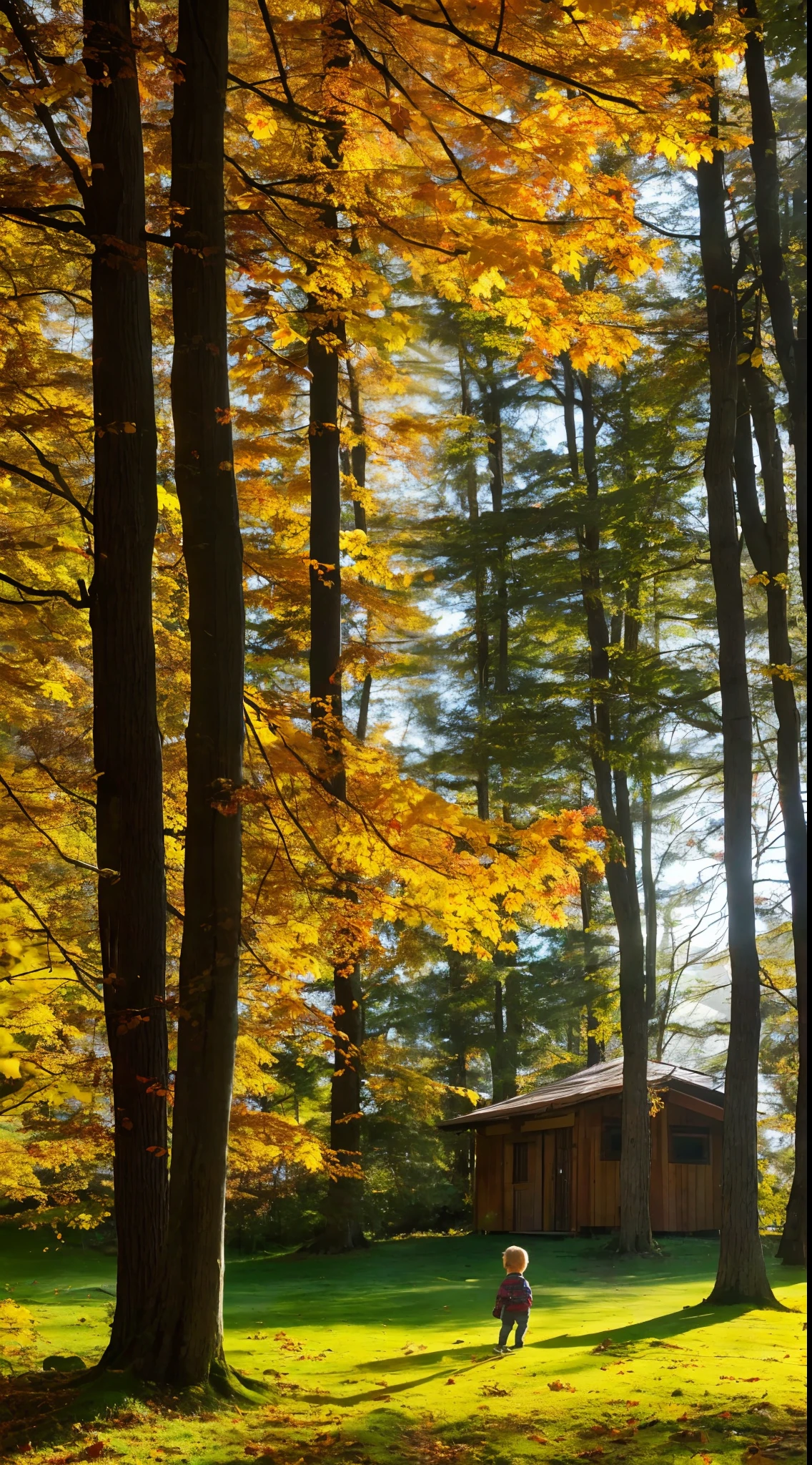 In the woods，Early morning light，Autumn view，A ，In the chalet