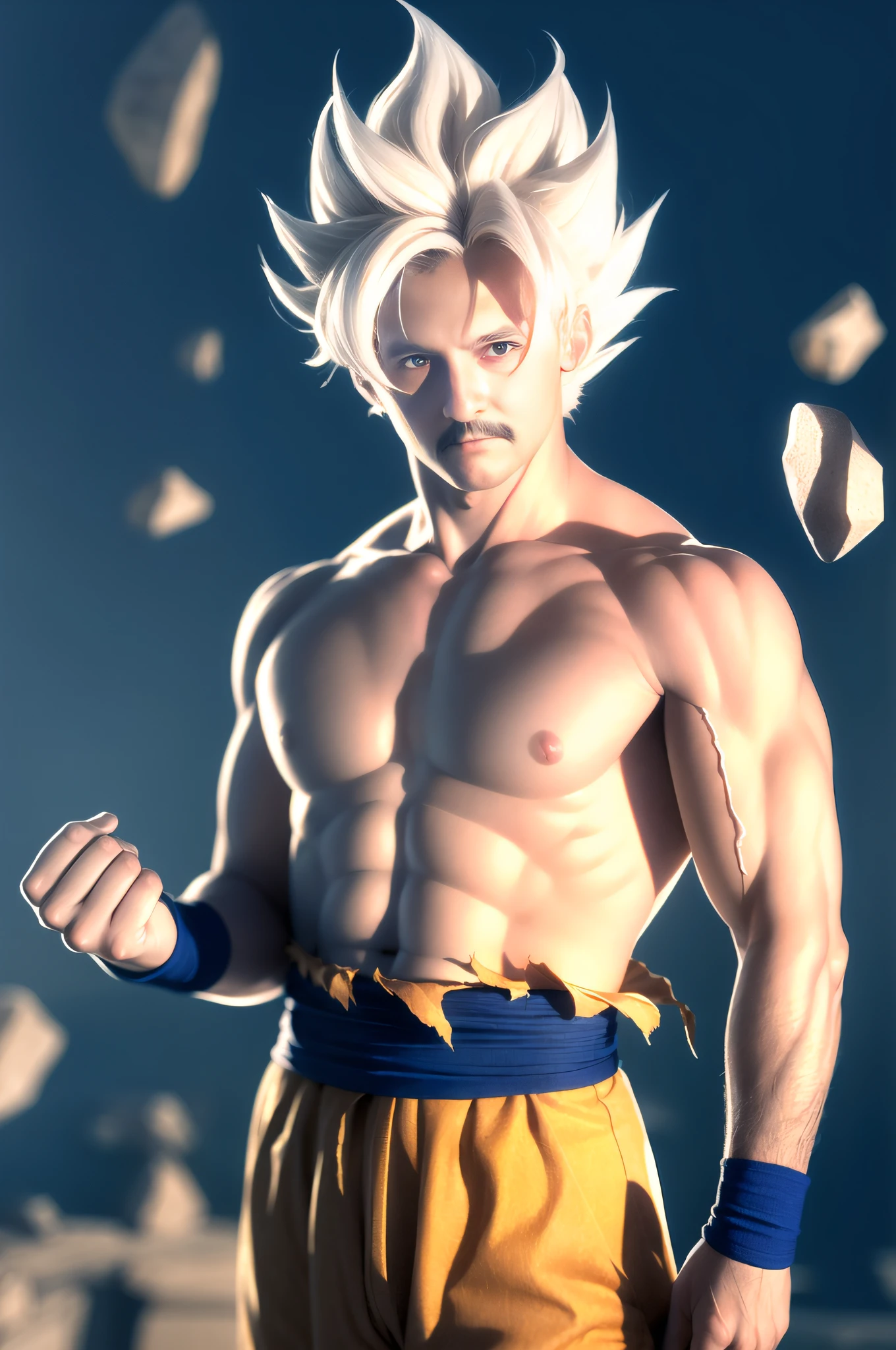 Yellow Saiyan Moustache, the color is equal as hair color