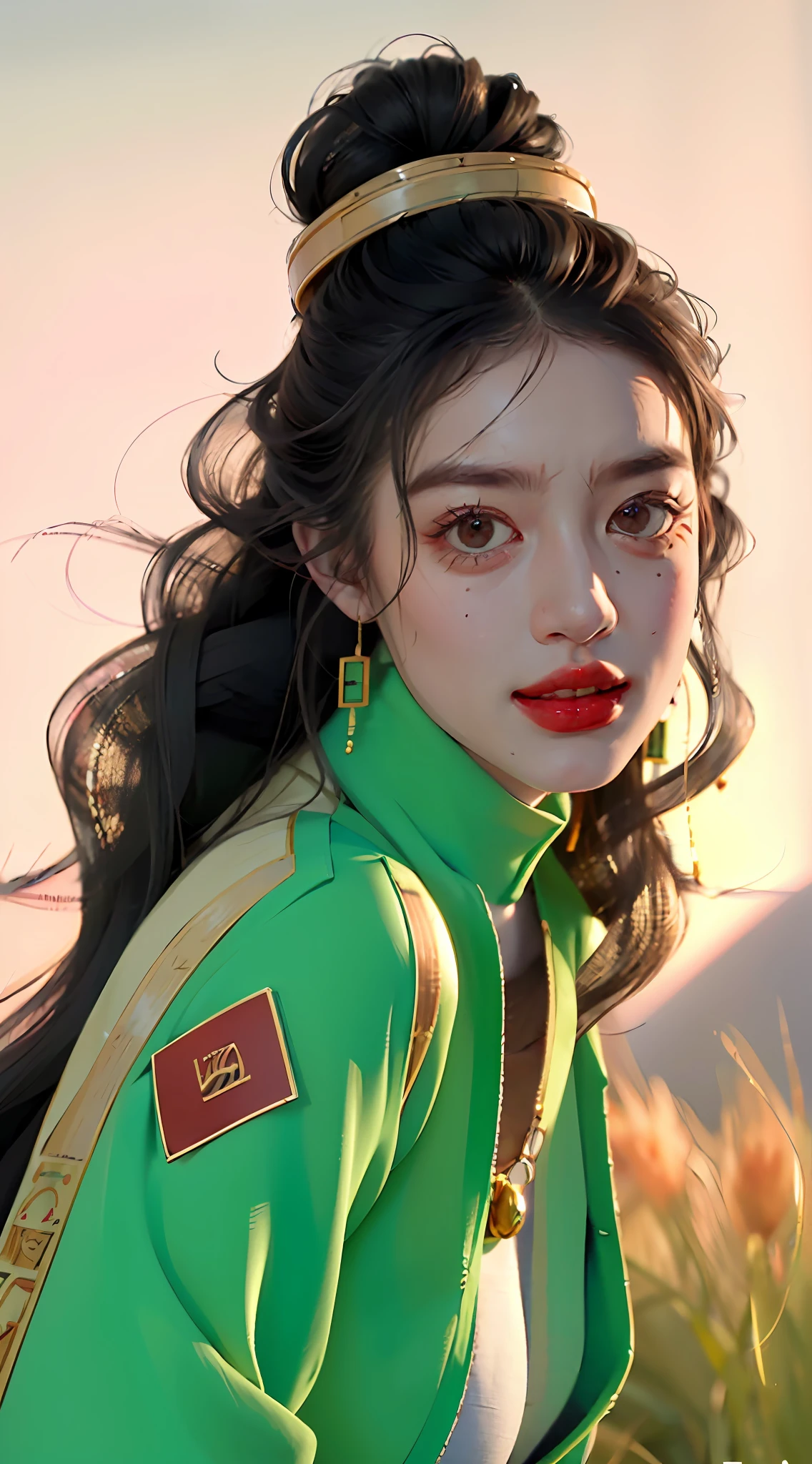 Best quality at best,tmasterpiece,photograph of-realistic,Complicated details,RAW photogr,Photon rendering,rendering by octane,absurderes,ultra - detailed,详细的脸,Detailed skins,ArtSt is trending on ion,8K masterpiece,cinmatic lighting,ta prostitute,turtleneck shirts((1girll)),((独奏)),((Looking_at_peeping at the viewer)),CG Society,Artis,((Black long hair)),((Beautiful woman)),(Smile),((Egyptian pyramids)) ,((Sexy)),The wind blows hair,((floated hair)),cheerfulness,fashion magazine,,The shirt,The shirt,Not exposed,No chest leakage,high-necked,Wrap the chest,Hanfu,ssmile,happy laughing