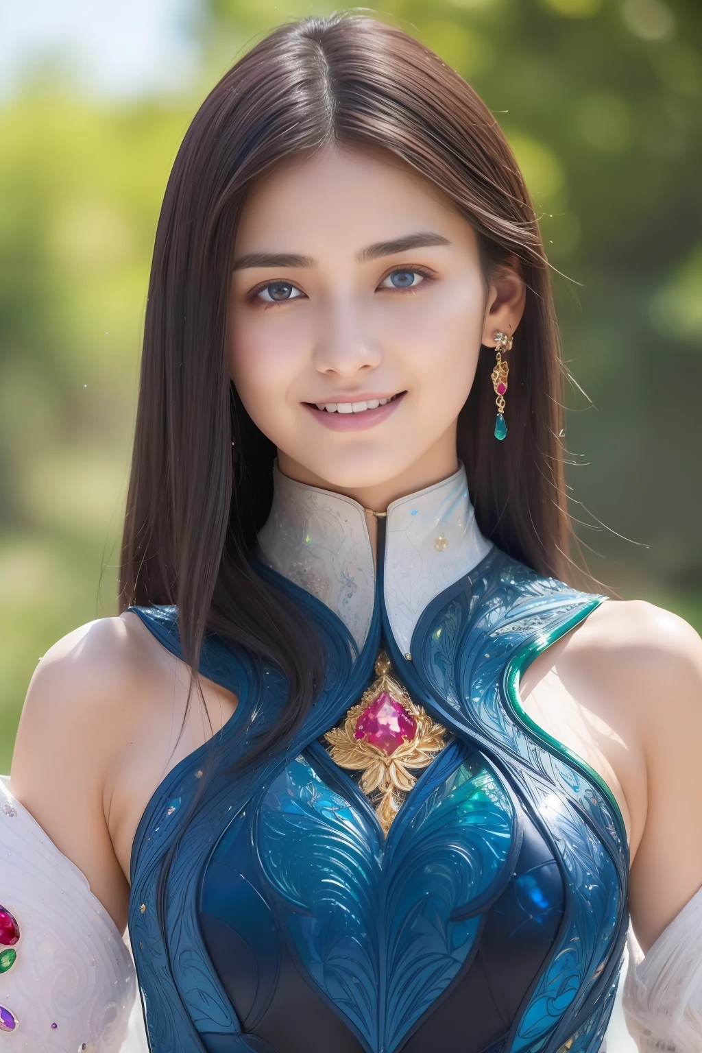 (fashion model posing:1.5), (1 Saudi Arabian girl:1.2), (looking at viewert:1.4),(intimate:1.4), Photorealistic, offcial art, Unity 8k wallpaper, Ultra detailed, Beautiful and aesthetic, Best quality,(only face:1.4), (Upper body:1.4),( focus face:1.5),from the front side, magister, Magic Attacks, (Magic effects,Such as sparks or energy:1.1), flowing robes or enchanting attire, ((amazingly beautiful scenery:1.6)),Delicate, primitive, Light particles, (Detailed skin texture:1.2), Detailed cloth texture, Intricate details, Ultra detailed, Headgear, (Beautiful and d delicate ruby, topaz, emerald and sapphire jewelry:1.5), (showing armpit,:1.25), Seductive pose, (detailed large blue eyes:1.4), detailed thick eyebrows, The background is blurred out, blurryforeground, Depth of field, (detailed jet black straight hair:1.2), (Motion blur:1.1), (Highly detailed), Caustics, textile shading, Perfect anatomy,(com rosto detalhado:1.1), (beautiful face like (Emilia Clark:0.6) (Emma Watson:0.3),(Jennifer Conelly:0.4):1.3)(no-makeup:1.3),dark circles, (Detailed skin texture:1.2), (Pale skin:1.1), (hyper real skin:1.2), (venat:1.0) (diffused skin pores:0.85),(Moist skin:0.6) , (Flat chest:1.2), (small tits:1.1), 18yr old, (Seductive smile:1.1), (cheerfulness:1.1), Glad, (Kaihuai:1.3), slim toned body, (intricated colorful fractal designed tight bodysuit:1.28), (wearing iridescent knight full armor:1.29),(zentangle, mandalas, tangled, entangle:0.98),(Fractal art:0.9)(fluttered detailed color splashes:1.1),(Marbling:1.1), (beautiful and delicately engraved gauntlets:1.48) beautiful tits, Pubic hair, (vulgarity:1.10), Sexy, sweet breath, soggy, (ecstasy:1.1), (white irises:1.11), (VMPR:1.11), (long canine teeth:1.1)