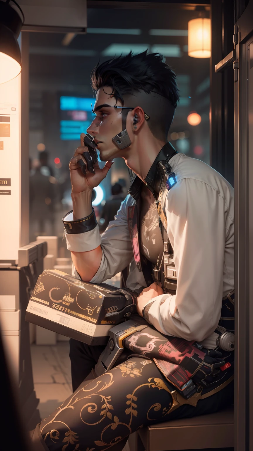 change background cyberpunk handsome boy , realistic face , 8k ultra realistic , no position change