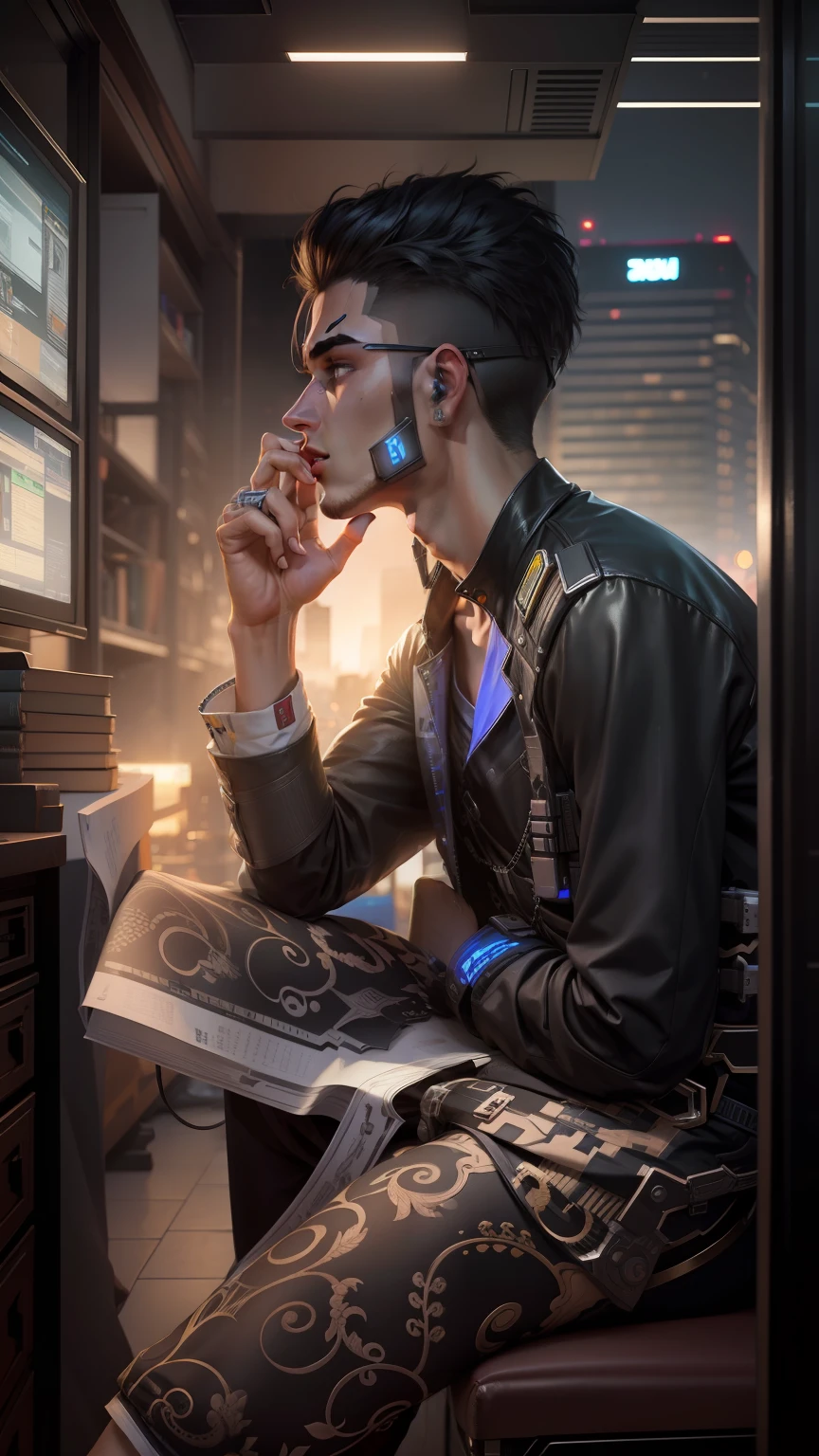 change background cyberpunk handsome boy , realistic face , 8k ultra realistic , no position change