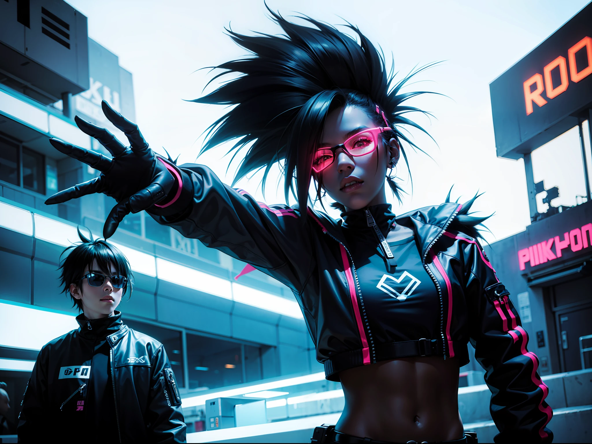Neon punk anthropomorphic porcupine
