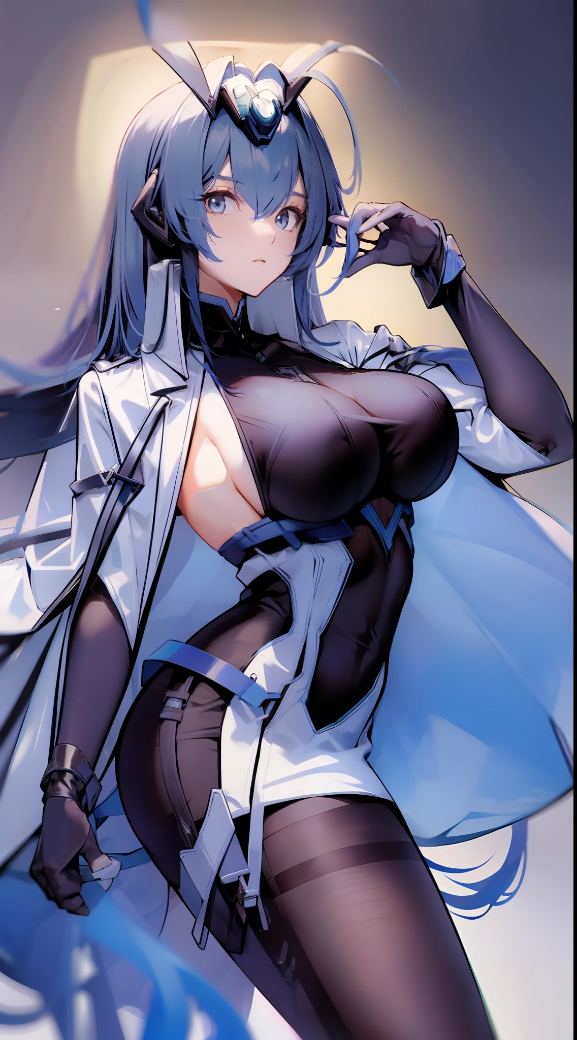 blue long hair,Kizi,Sexy black tights,long black gloves,black pantyhoses,white long boots,full bodyesbian,tmasterpiece