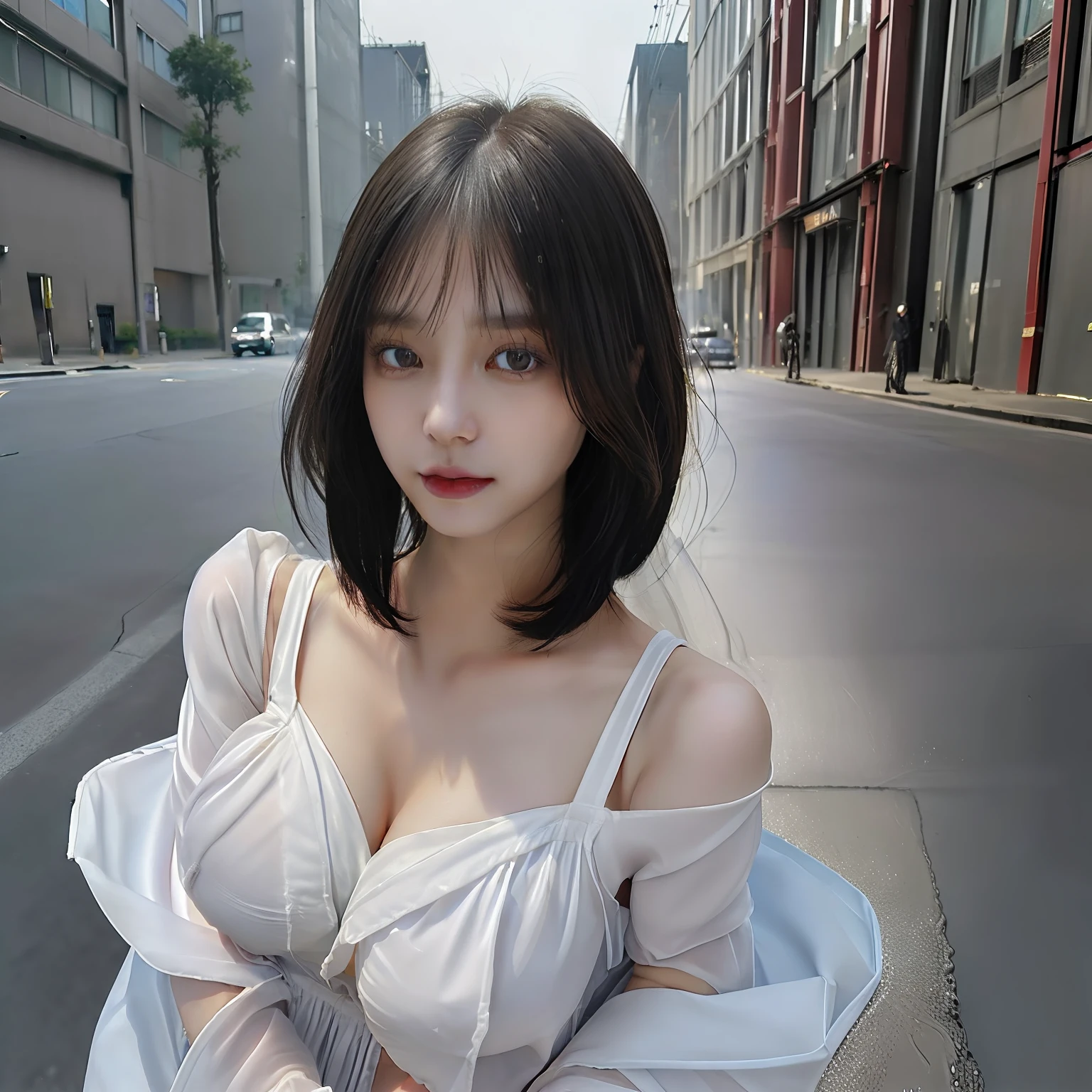 ((top-quality、8k、masterpiece:1.3))、full bodyesbian、focus:1.2、Perfect Body Beauty:1.4、s ass:1.2、((Layered Haircut、breastsout:1.2))、(Wet clothes:1.1)、(Sateen、a street:1.3)、occupation:1.1、Highly detailed facial and skin texture、Narrow-eyed、二重まぶた、Whitened skin、length hair、(Shut up:1.3)