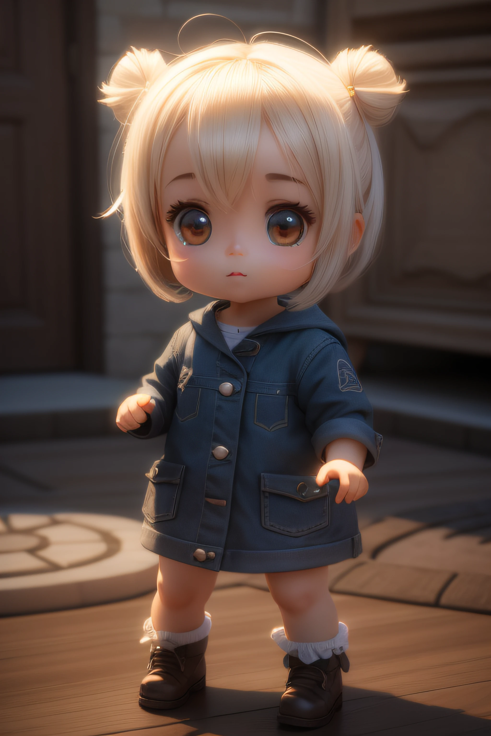 A cute little character in light 3D with a front