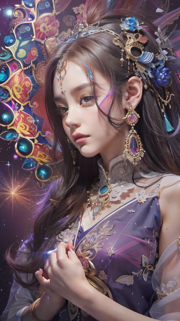 （tmasterpiece，top Quority，best qualtiy，offcial art，Beauty and aesthetics：1.2），（1girl），Extremely detailed，（s fractal art：1.3），extremely colorful，Most detailed、spirituality