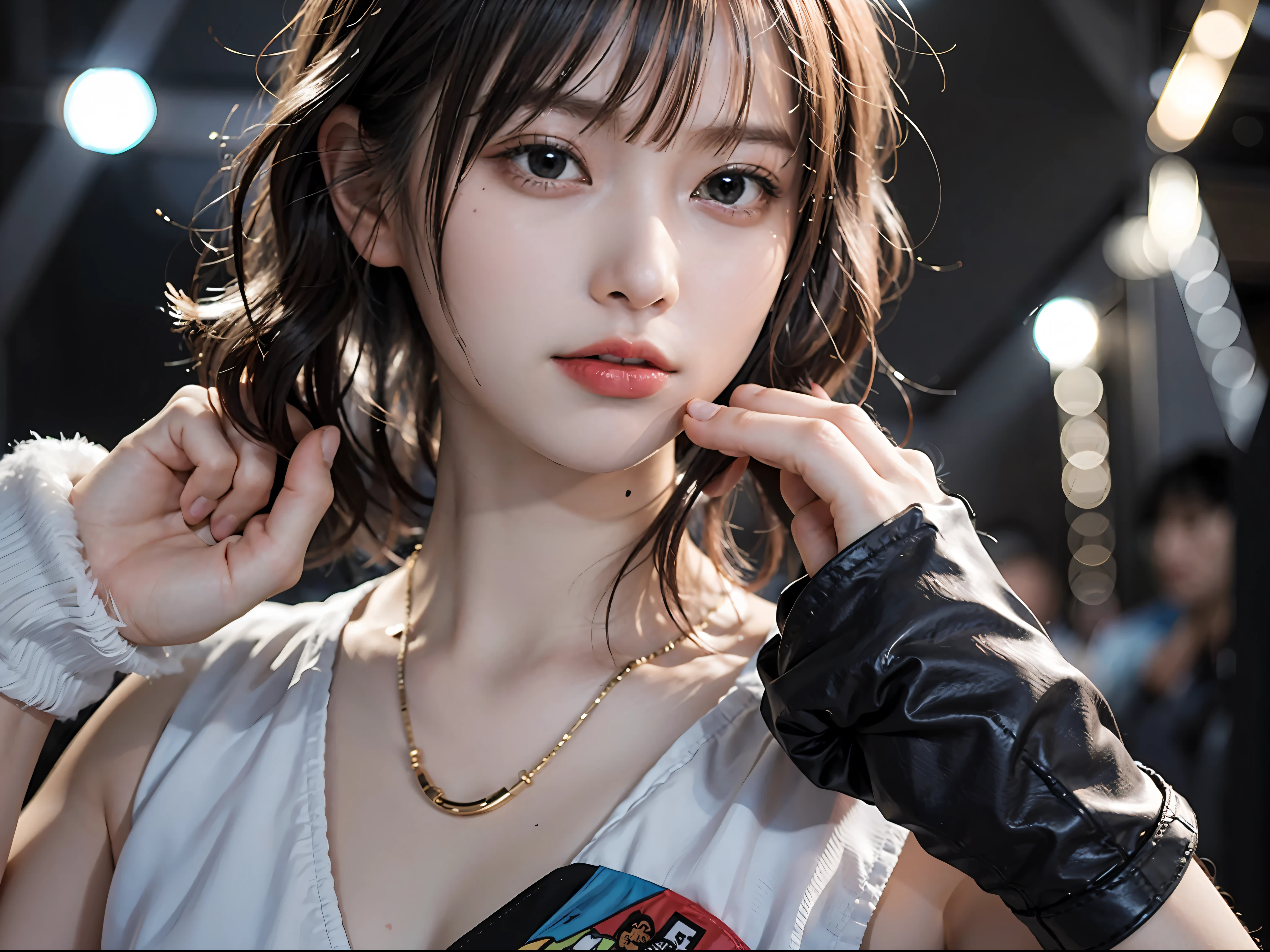 Best Quality, Very elaborate CG Unity 8K wallpapers, boxer, (Photorealsitic:2), 超A high resolution, Highly detailed, A hyper-realistic, 1girl in, (Boxing gloves), Floral pattern, colourfull_head_hair、(((very_short_head_hair))), Short hair, Full Shot, Looking at Viewer, ((Boxing rings)), Bright atmosphere, spot light, Detailed background