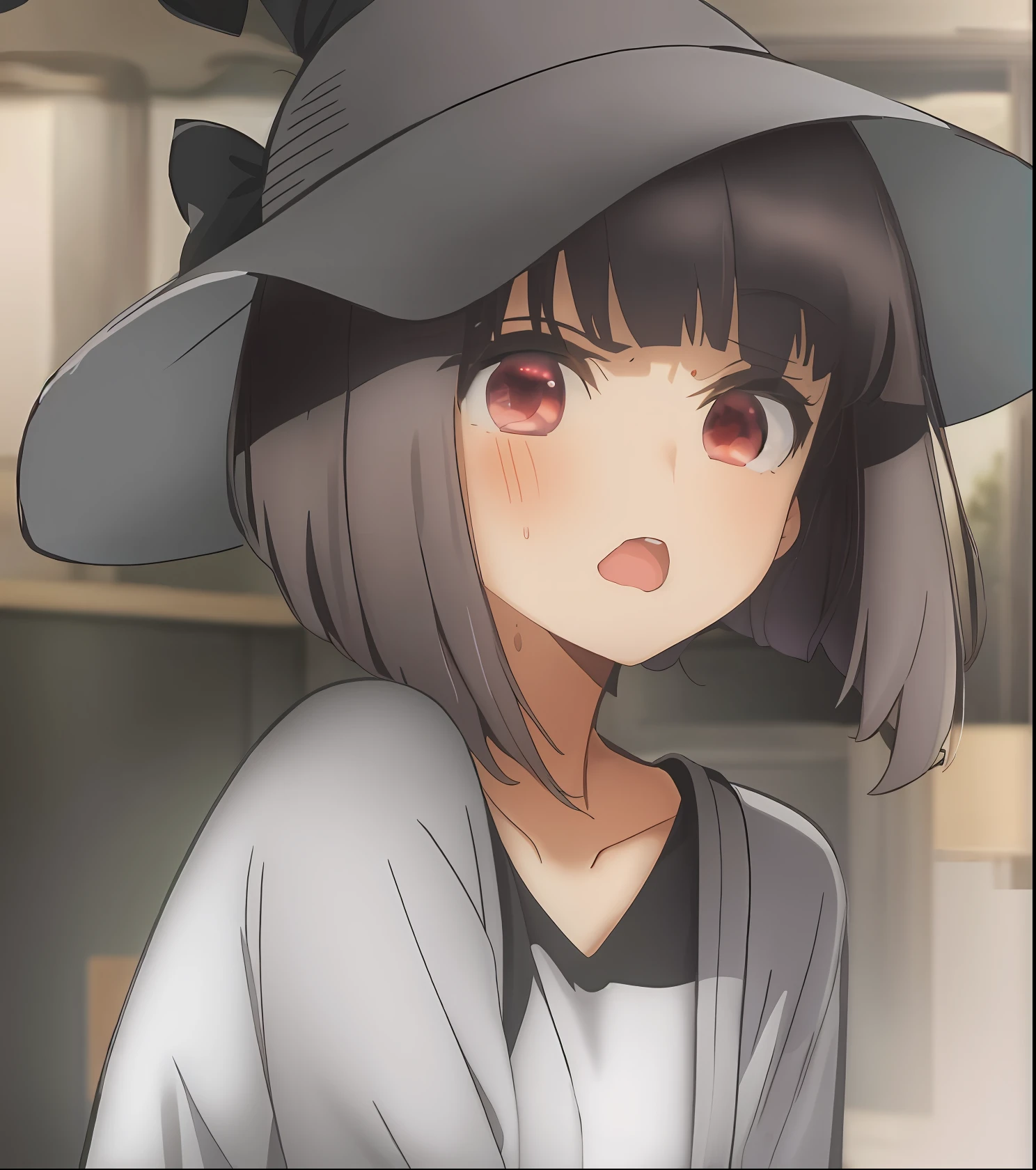 Anime girl with hat and red eyes, Anime visuals of cute girls, anime visual of a young woman, anime moe art style, today's featured anime still, shuushuu anime image, an anime girl, Still from TV anime, (Anime Girl), closeup Iwakura Lain, young anime girl, Anime Best Girl