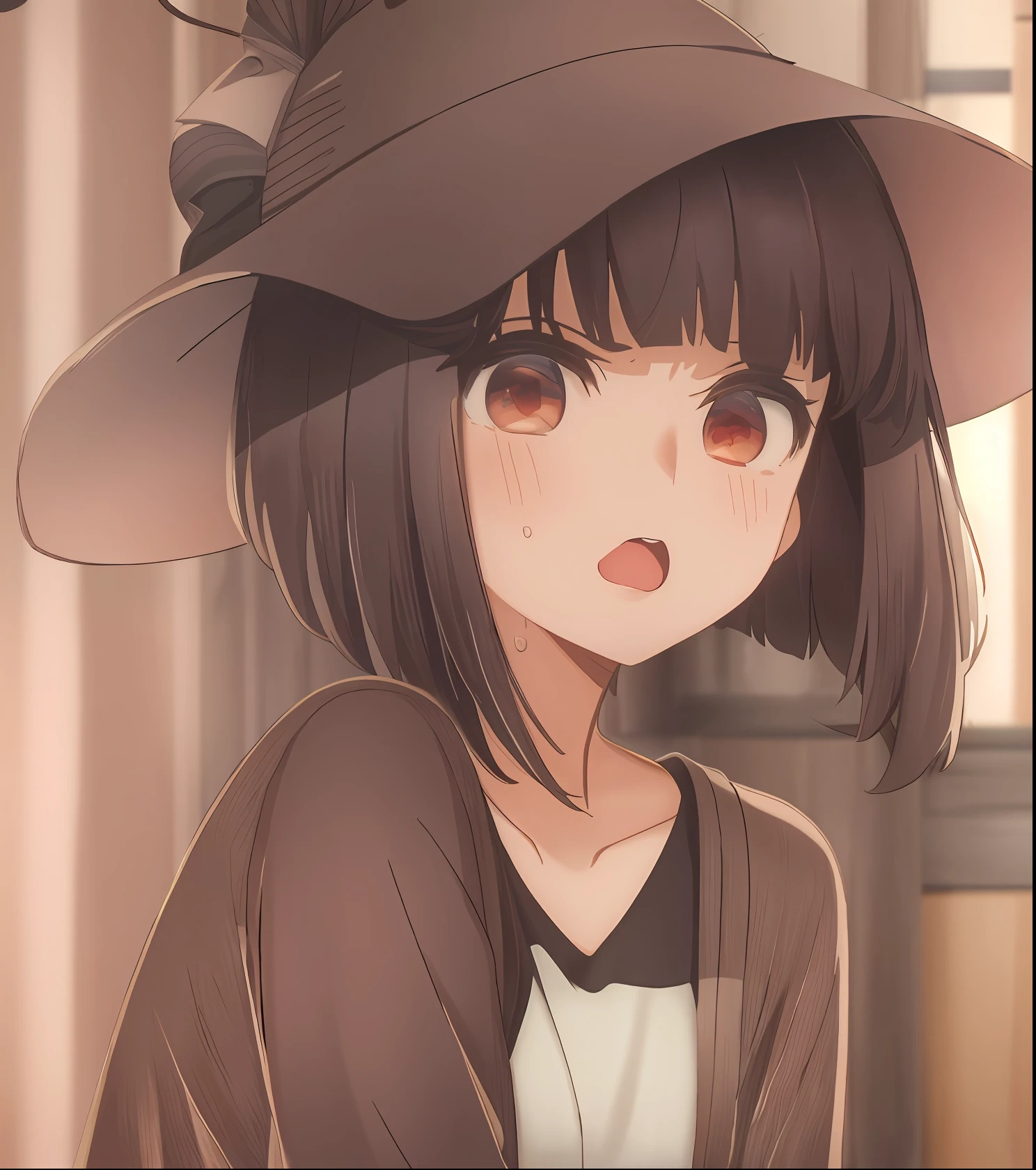 Anime girl with hat and red eyes, Anime visuals of cute girls, anime visual of a young woman, anime moe art style, today's featured anime still, shuushuu anime image, an anime girl, Still from TV anime, (Anime Girl), closeup Iwakura Lain, young anime girl, Anime Best Girl