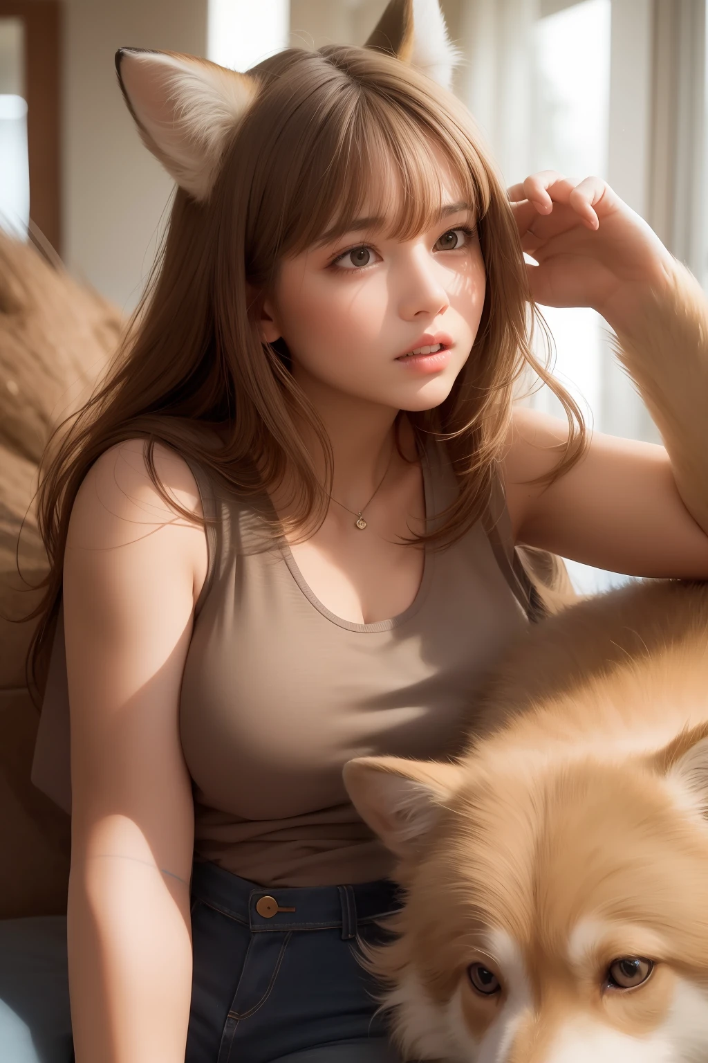 Girl talking to animals
