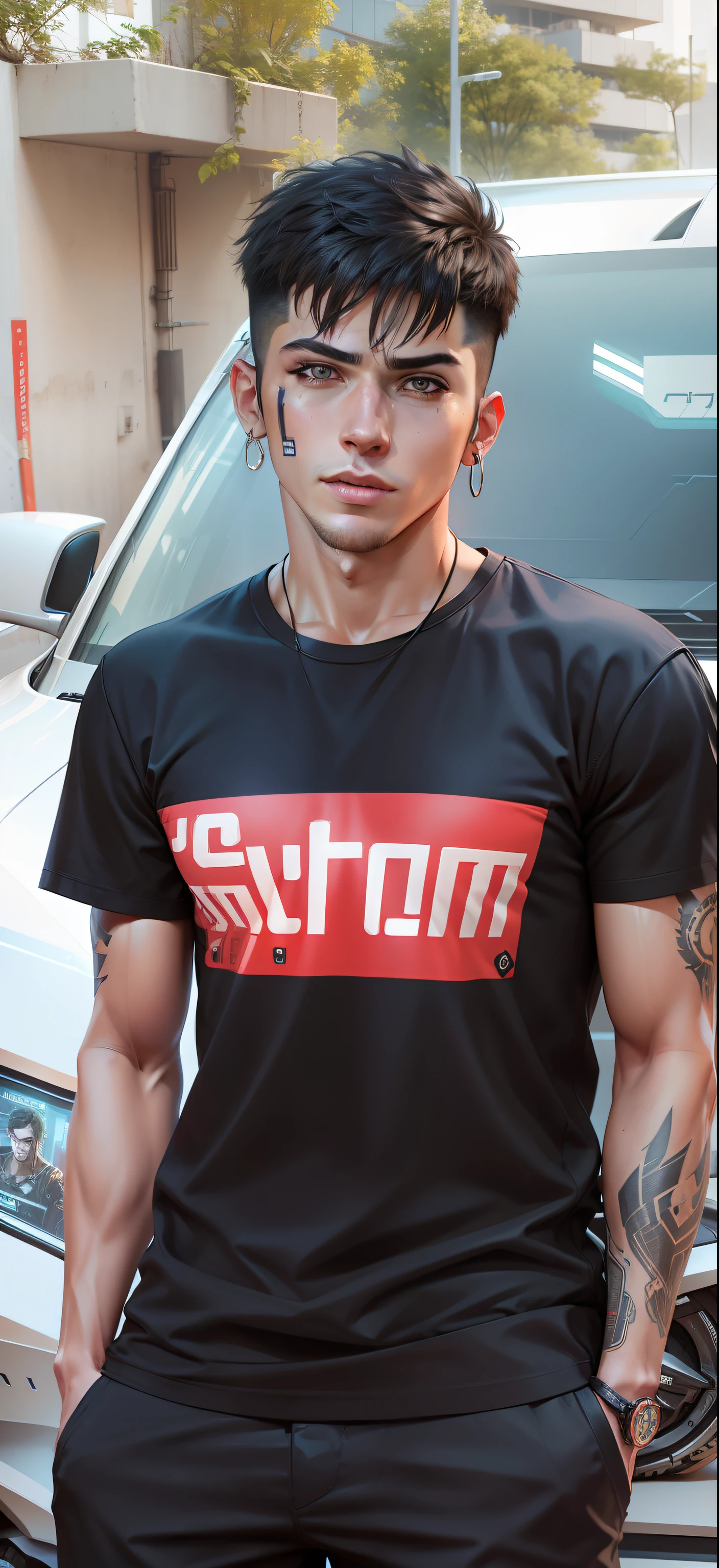 Change background cyberpunk handsome boy realistic face, ultra realistic