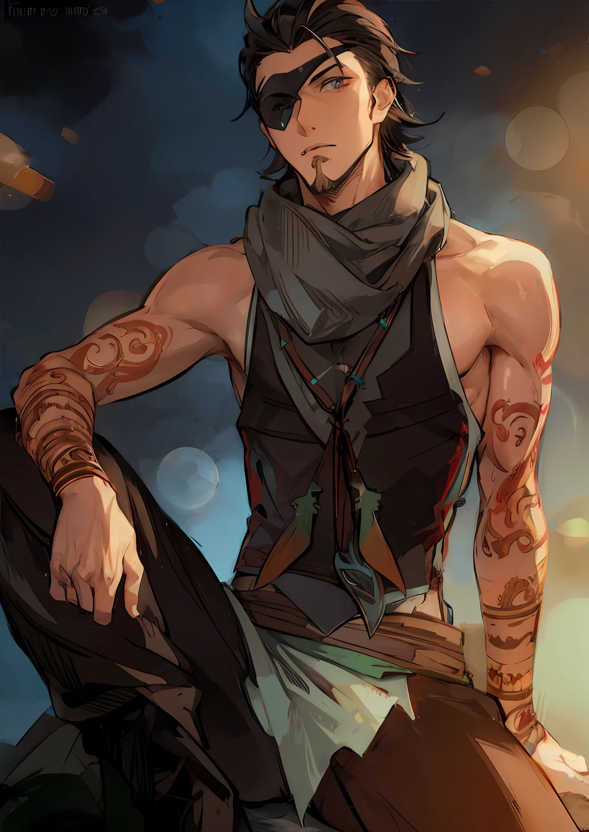Homem com barba e longos cabelos negros, Magic Power, Anime Villain
