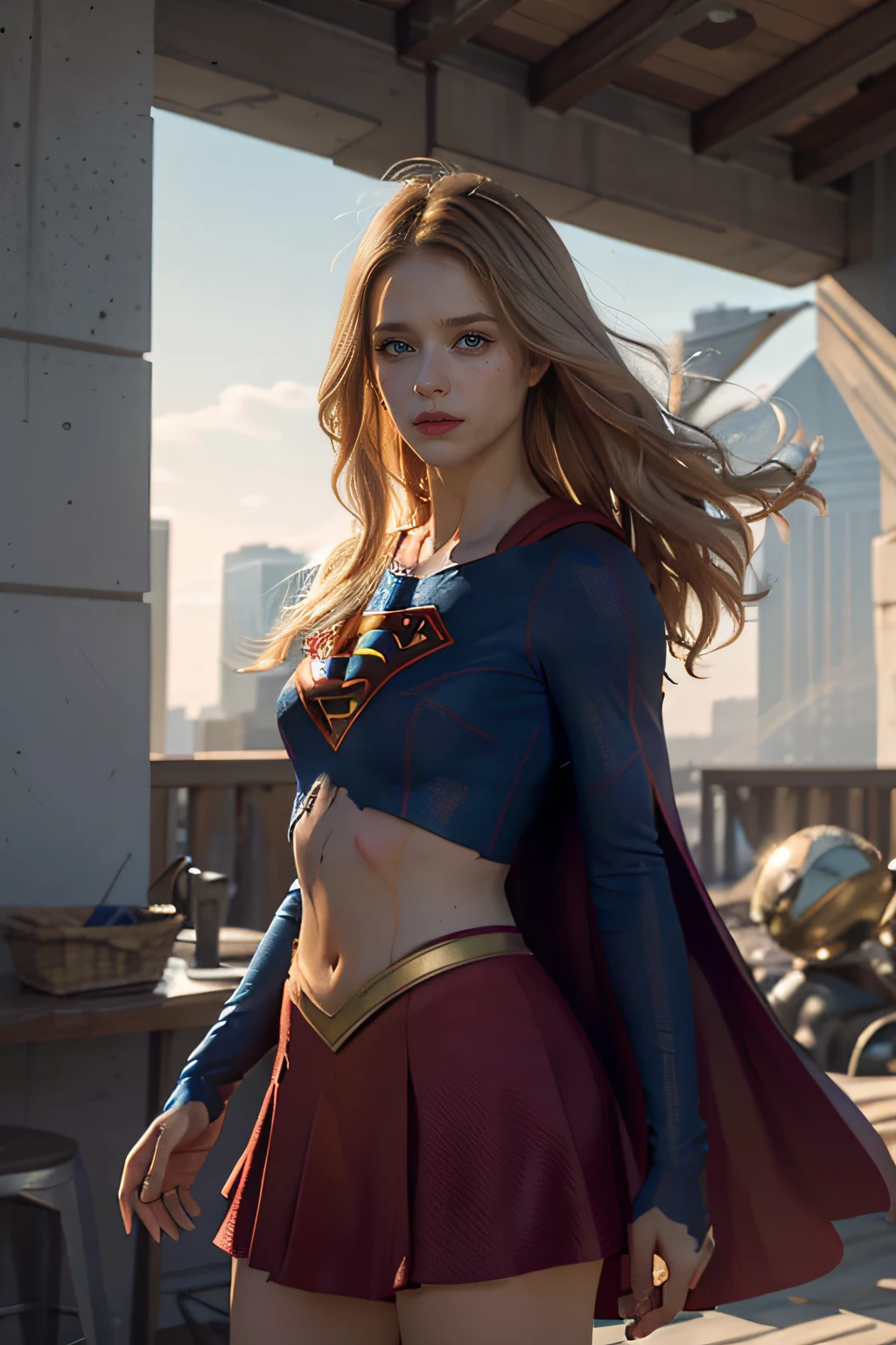 8K，Best quality at best，Real picture，Complicated details，ultra - detailed，超高分辨率，Depth field，（真实感，Fidelity：1.2），tmasterpiece，European girl，Photo of Supergirl，（Bruises，grimy，torn laundry，Clothing that exposes，bloods:1.3), eBlue eyes, blond hairbl, long whitr hair, Tear the cloak, Tear pantyhose, super heroes, 独奏, suns, blue-sky, best qualtiy, realisticlying, realisticlying, (complexdetails:1.2), (exquisitedetails), (cinematric light), 清晰的线条, Clear focus, photorealiscic face, A detailed face, Unified 8K wallpapers, 超高分辨率, (真实感:1.4), looking at viewert，Open navel。full bodyesbian