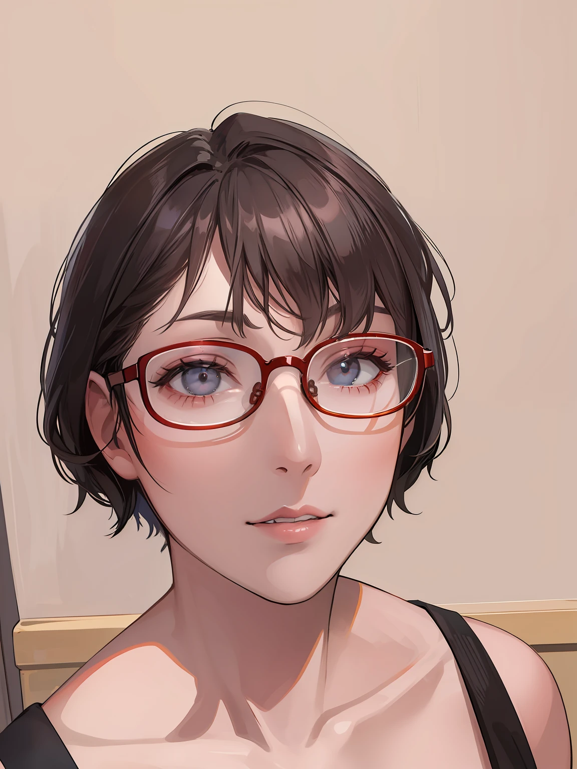 femele,A dark-haired,eye glasses