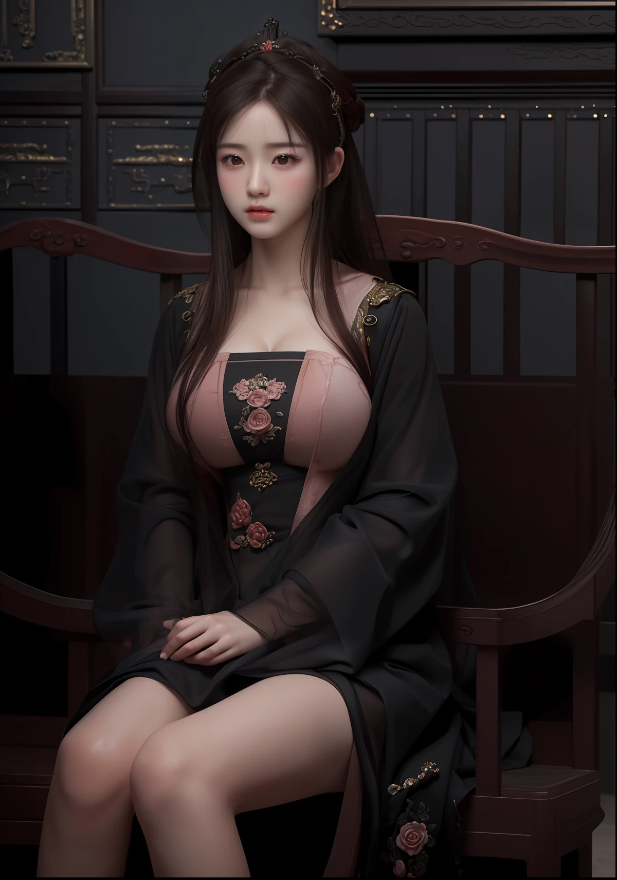 Masterpiece, Best Quality, Extremely Detailed 8k, Ultra HD, Ultra-detailed, Highly Detailed, Ultra High Realistic, Ultra-realistic, Hyperrealistic, Hyperrealism, (1girl:1.5), (Solo:1.5), (Beautiful Rosy Zhao:1.5), (Beautiful Cute European:1.7), Anatomically Correct, (Detailed Realistic Skin Texture), (Realistic Big Breasts), Slender Abs, (Closed Mouth:1.3), Nsfw, Dynamic Pose,