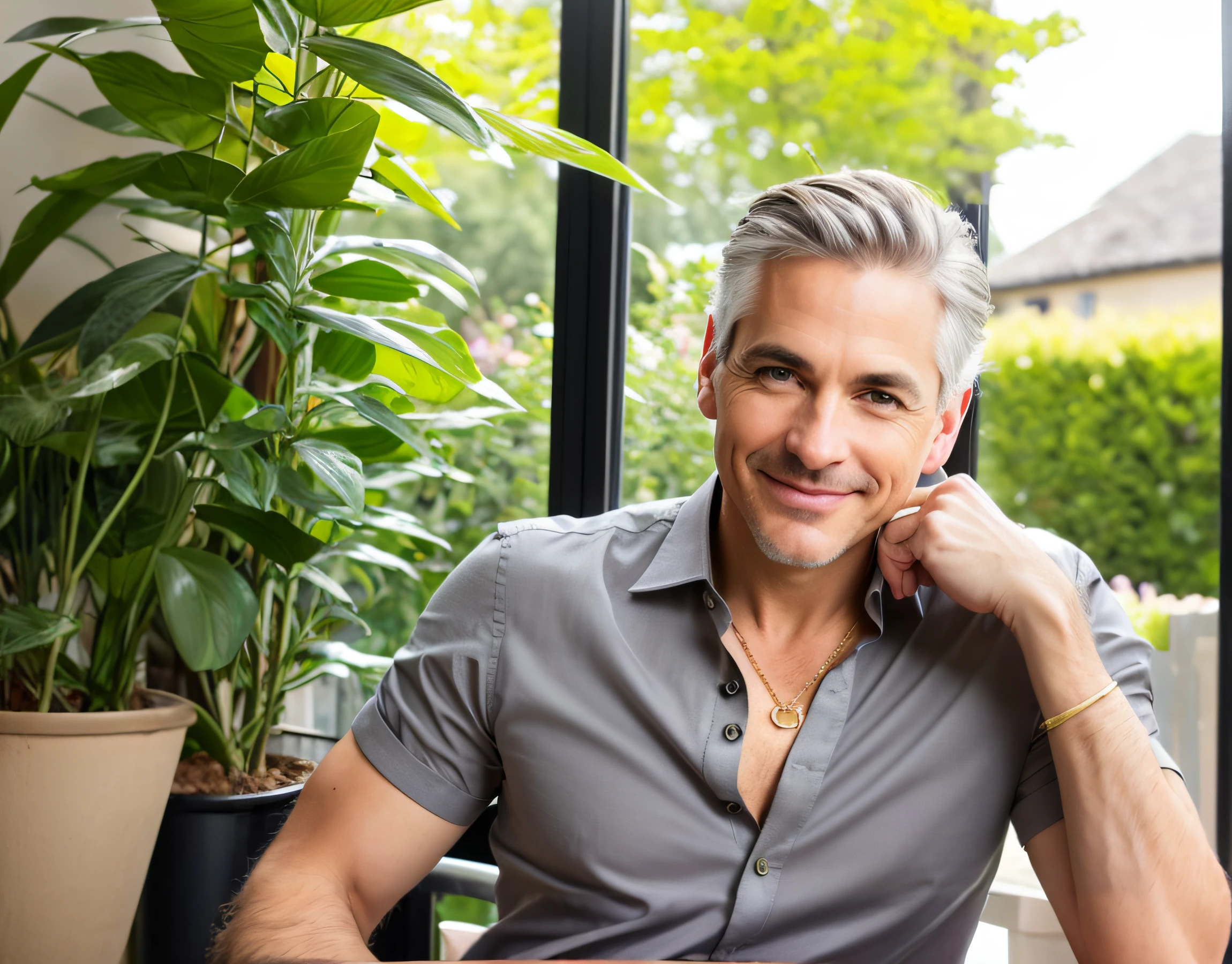 homem arafed sentado em uma mesa com um prato de comida, patrick nagle, homem de cabelos grisalhos escuros, darren shaddick, Marcos Ariano, Christophe Szpajdel, Raphael Personnaz, patrick nagle!!!, patrick nagle!!, George Clooney, usando cabelos prateados, Mateus Bento, inspirado em Jason Benjamin, Directed by: Julian Allen, Homens de 45 anos