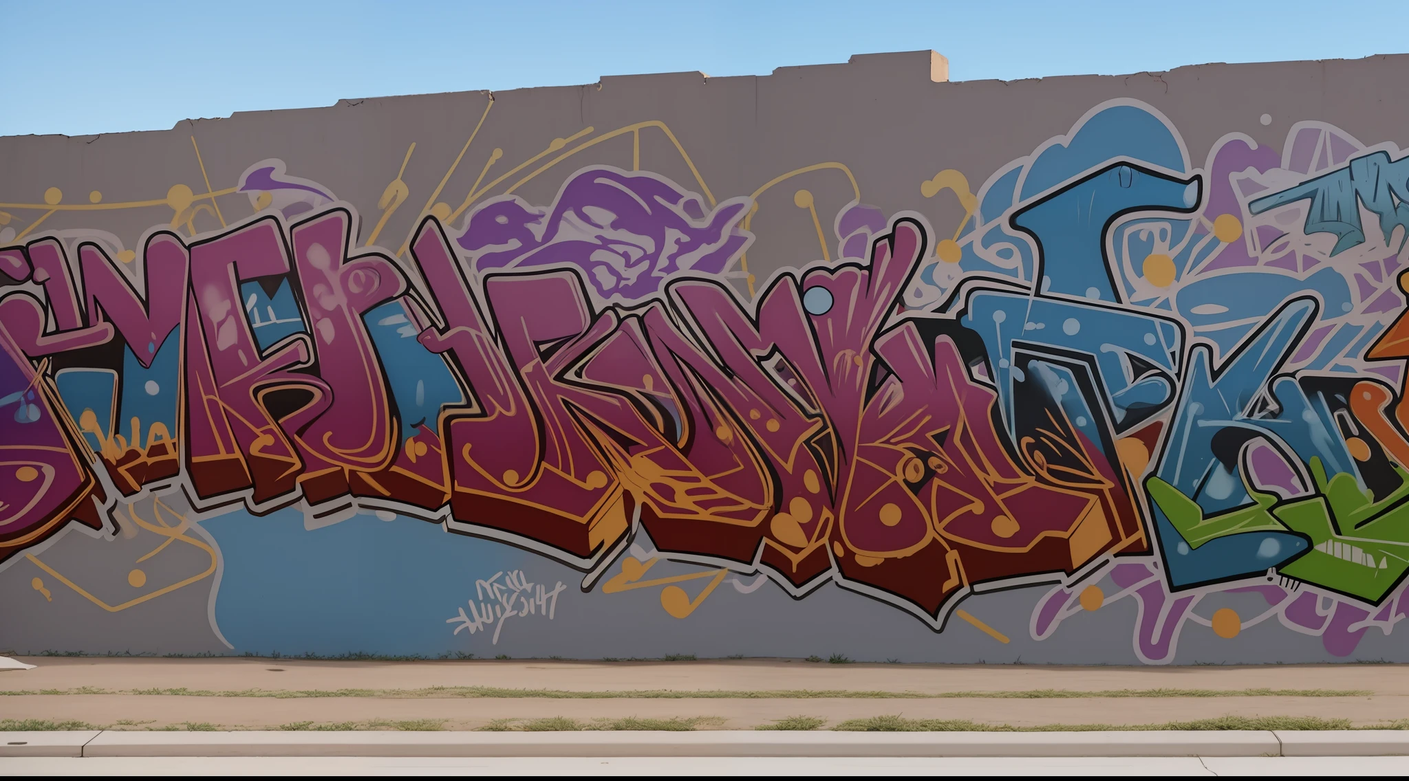 grafitty hyper realista en el muro debajo de un puente de la ciudad de new york