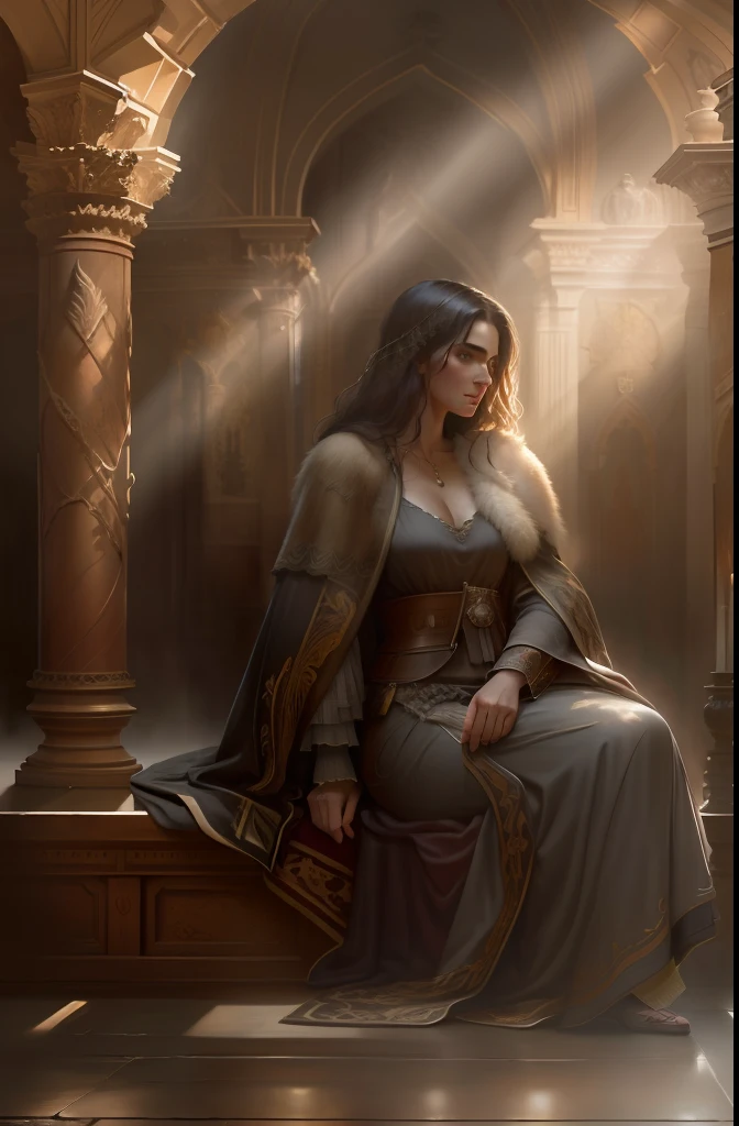 classical roman spa interior view, furniture, sandstone old natural treebark asphalt, still life oil painting, medieval style, (gloomy:1.4), gloomy background, god rays, (high detailed skin:1.2), 8k uhd, high quality, by Greg Rutkowski