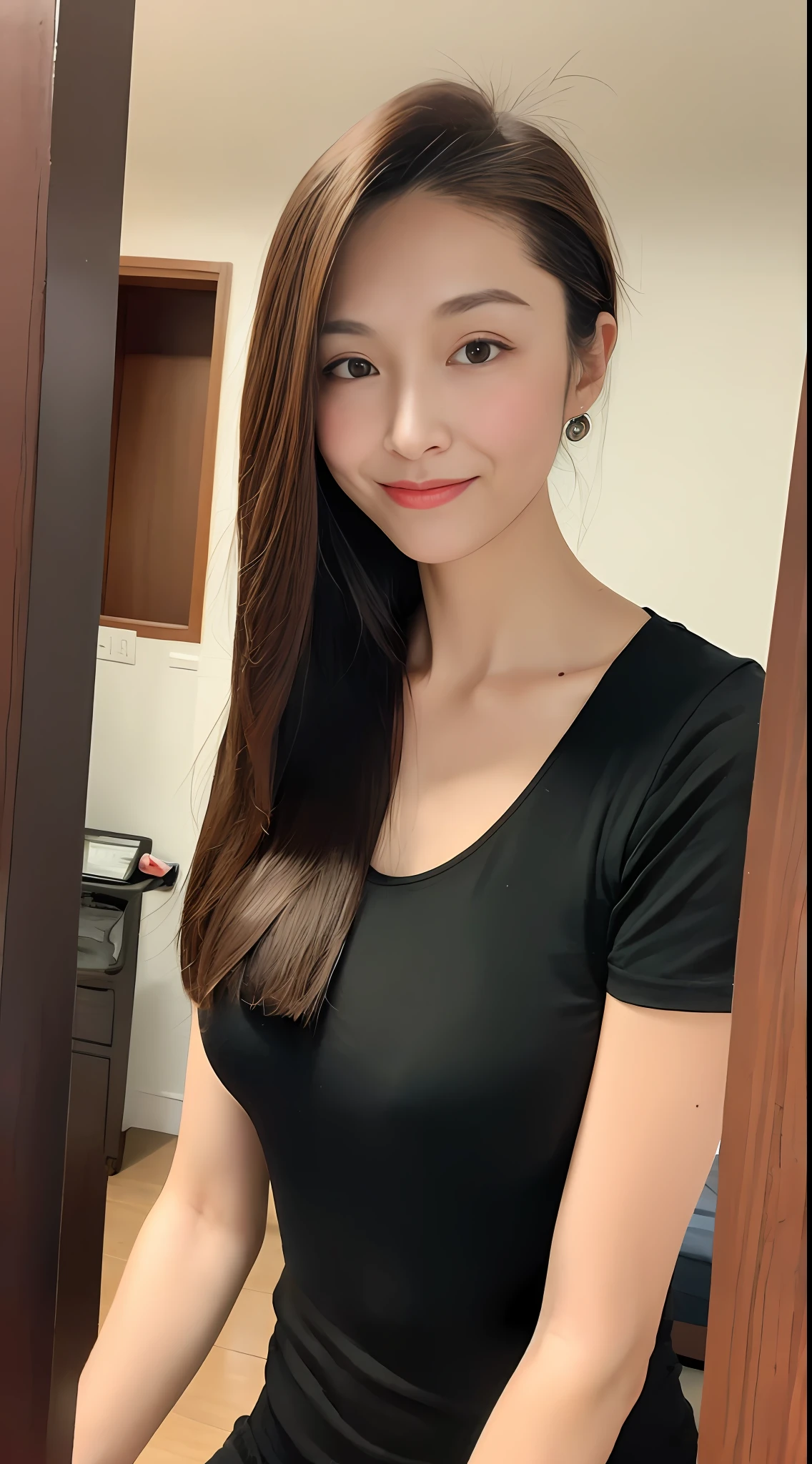One MILF, full body, obscured, detailed clothes, white tights, obscure casual white shirt, (delicate illustration: 1.4), (masterpiece: 1.0), (best quality: 1.4), (ultra high resolution: 1.2), (photorealistic: 1.4), (8k, RAW photo: 1.2), (soft focus: 1.4), (18yo: 1.3), (sharp focus: 1.4), Detailed beautiful face, petite and delicate figure, dynamic pose, complete anatomy