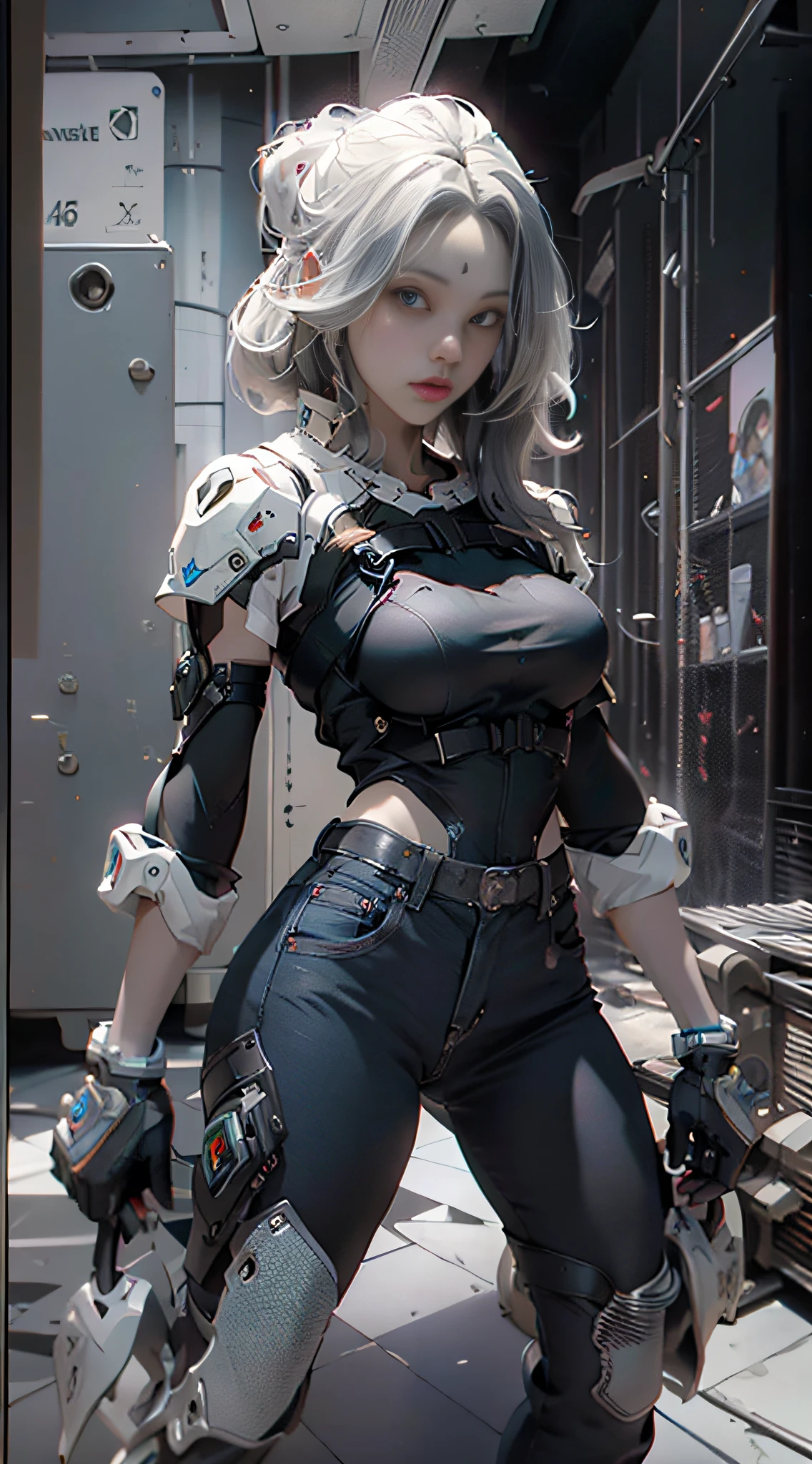 ((Best quality)), ((masterpiece)), (detailed:1.4), 3D, an image of a beautiful cyberpunk female,HDR (High Dynamic Range),Ray Tracing,NVIDIA RTX,Super-Resolution,Unreal 5,Subsurface scattering,PBR Texturing,Post-processing,Anisotropic Filtering,Depth-of-field,Maximum clarity and sharpness,Multi-layered textures,Albedo and Specular maps,Surface shading,Accurate simulation of light-material interaction,Perfect proportions,Octane Render,Two-tone lighting,Wide aperture,Low ISO,White balance,Rule of thirds,8K RAW,