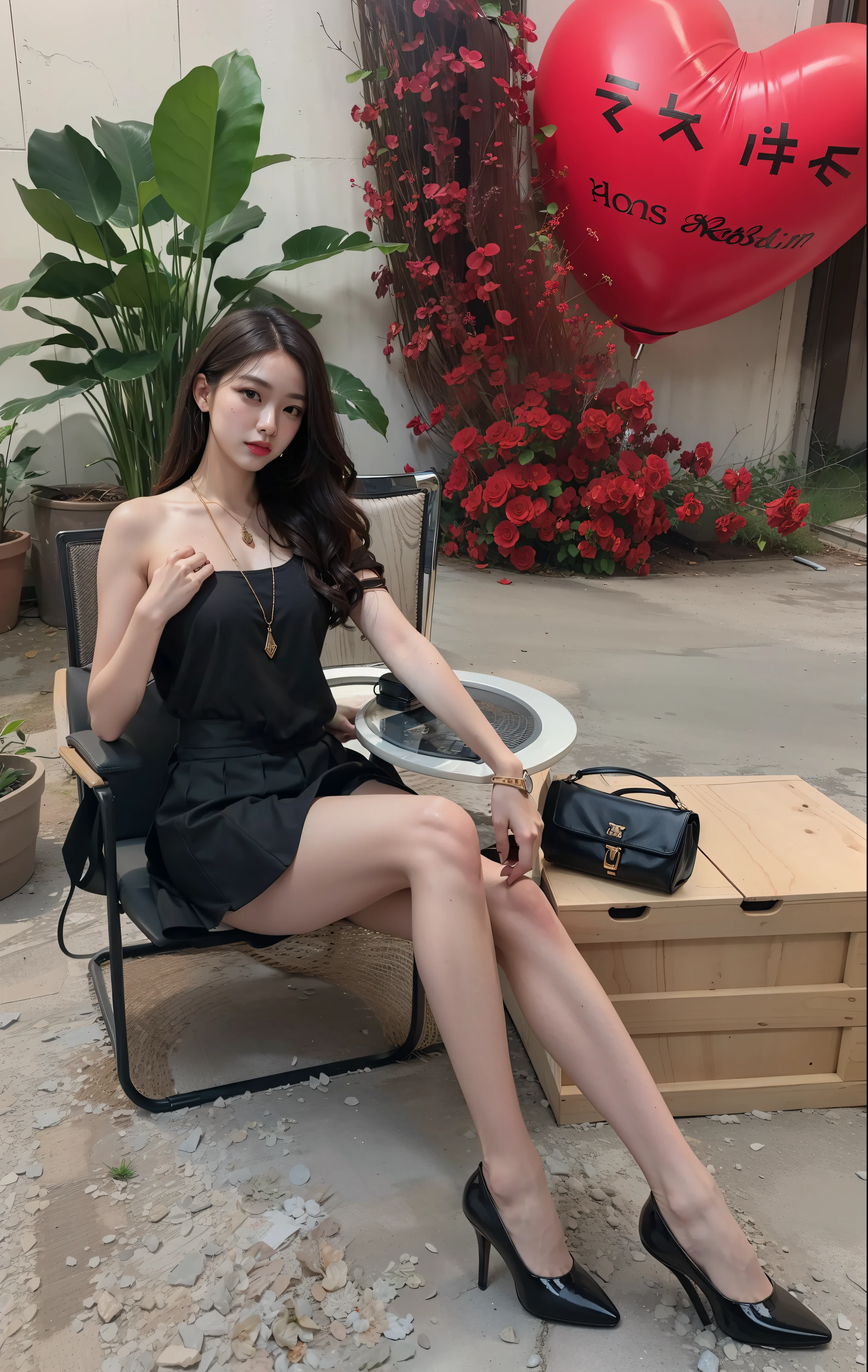 Full body photo of a beautiful sexy woman in a very short skirt and sewn stockings,stands_straight,((独奏)),AS-Adult,At the office,high-heels,Craving sexual,strokes_herself,(best qualtiy,A high resolution,tmasterpiece:1.3),A tall and beautiful woman,Dark brown hair in loose wavy styling,nedium breasts,Wear a pendant,Beautifully rendered details in face and skin textures,Detailed eyes,二重まぶた