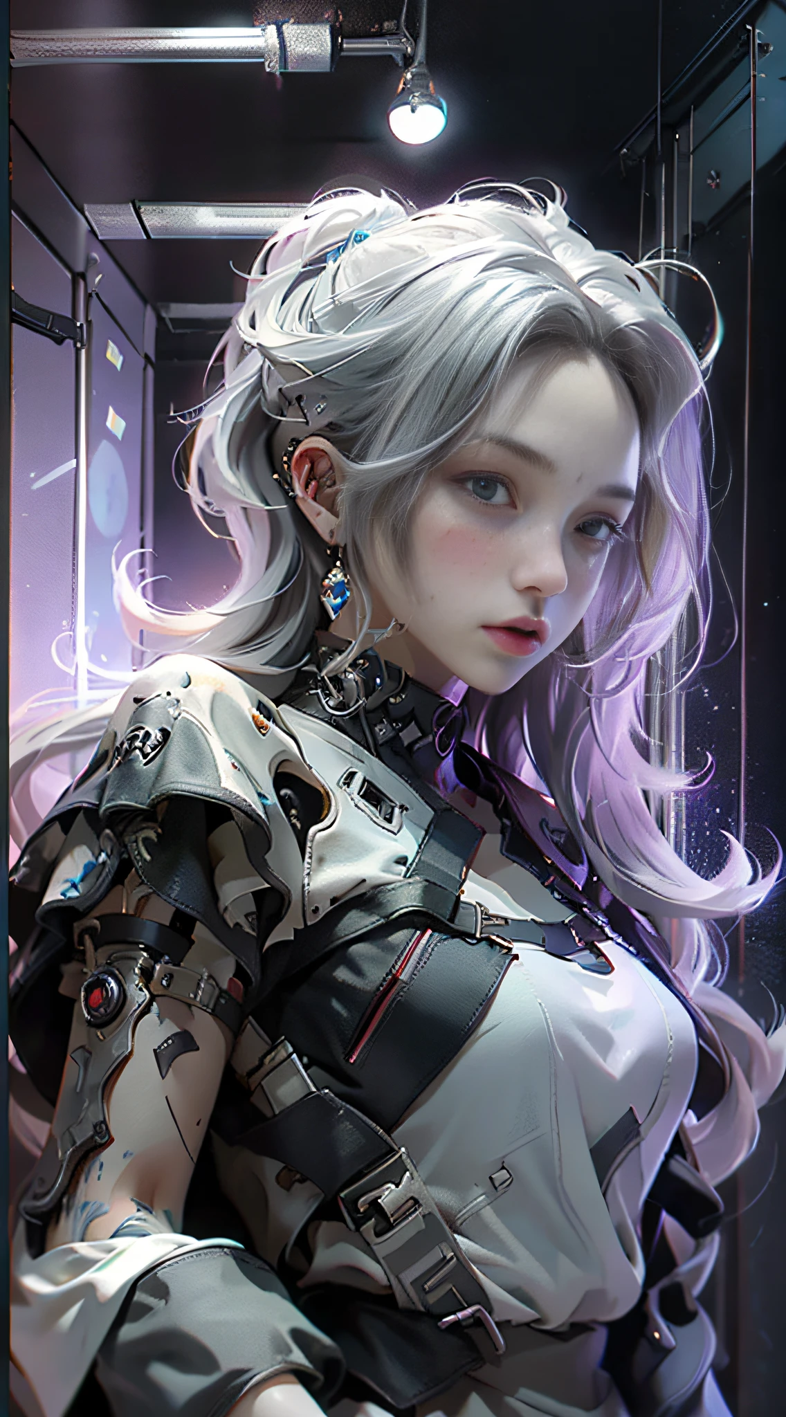 ((Best quality)), ((masterpiece)), (detailed:1.4), 3D, an image of a beautiful cyberpunk female,HDR (High Dynamic Range),Ray Tracing,NVIDIA RTX,Super-Resolution,Unreal 5,Subsurface scattering,PBR Texturing,Post-processing,Anisotropic Filtering,Depth-of-field,Maximum clarity and sharpness,Multi-layered textures,Albedo and Specular maps,Surface shading,Accurate simulation of light-material interaction,Perfect proportions,Octane Render,Two-tone lighting,Wide aperture,Low ISO,White balance,Rule of thirds,8K RAW,