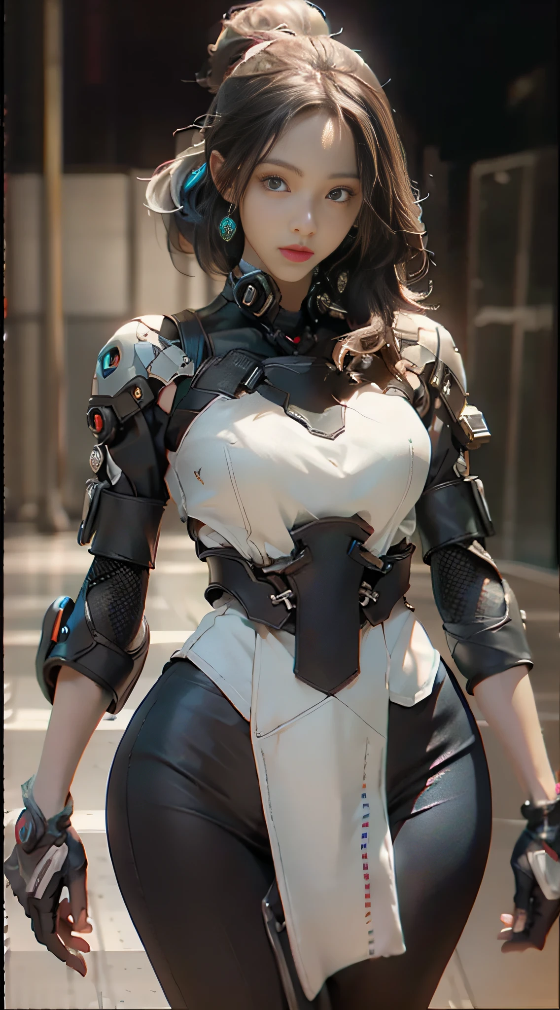 ((Best quality)), ((masterpiece)), (detailed:1.4), 3D, an image of a beautiful cyberpunk female,HDR (High Dynamic Range),Ray Tracing,NVIDIA RTX,Super-Resolution,Unreal 5,Subsurface scattering,PBR Texturing,Post-processing,Anisotropic Filtering,Depth-of-field,Maximum clarity and sharpness,Multi-layered textures,Albedo and Specular maps,Surface shading,Accurate simulation of light-material interaction,Perfect proportions,Octane Render,Two-tone lighting,Wide aperture,Low ISO,White balance,Rule of thirds,8K RAW,