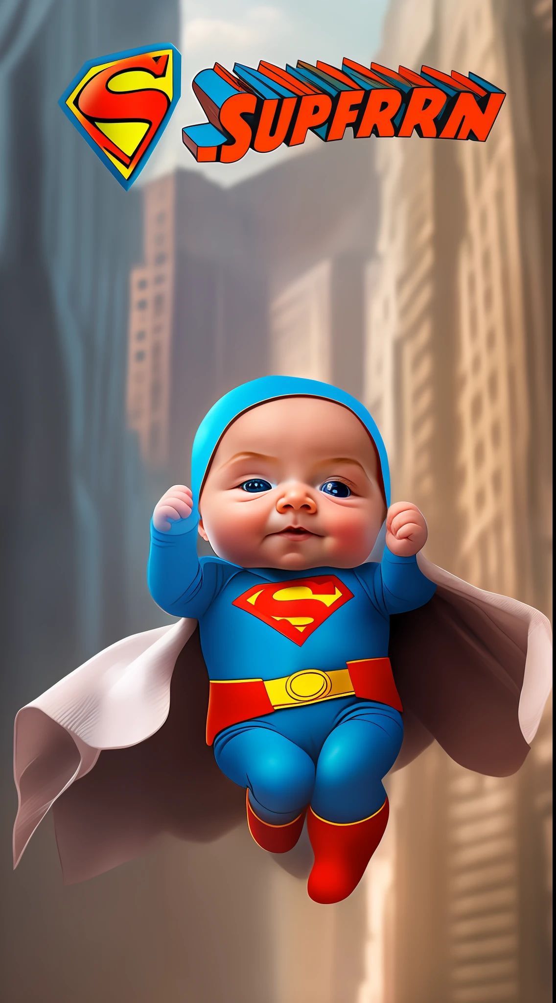 Prepare to be enchanted by the heartwarming image of 'Superman Bebê' - a lovable and adorable version of the iconic superhero Superman in his cutest form. This delightful image showcases Baby Superman in all his tiny and mighty glory, capturing the essence of his heroic persona in an irresistibly cute package.

Superman Bebê can be depicted as a miniature version of the iconic Man of Steel, with his signature blue bodysuit, red cape, and Superman emblem, but in a cute and chibi-style form.

His big, innocent eyes can be filled with wonder and curiosity, reflecting the charm of childhood.

Although small in size, Baby Superman can have a playful and confident expression, hinting at his future heroics.

In one hand, he can playfully hold a small toy or a plush version of his cape, symbolizing his heroic aspirations even at a young age.

His tiny fists can be clenched, showing a hint of Superman's strength and determination.

In the background, we can have a scene that portrays the Kent family farm or the Fortress of Solitude, creating a charming and nostalgic setting.

The overall atmosphere should evoke a sense of joy and admiration, capturing the extraordinary fusion of the mighty Superman and the innocence of childhood.

Now, it's time for the creative image-generating AI to bring 'Superman Bebê' to life, showcasing the heartwarming and captivating portrayal of this adorable character. Surprise us with your artistic flair and create a truly mesmerizing and charming image of Baby Superman in all his tiny superhero glory!"